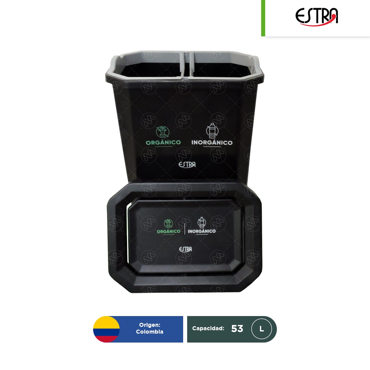 bote de basura con tapa doble vaiven estrabins negro 53 l 002