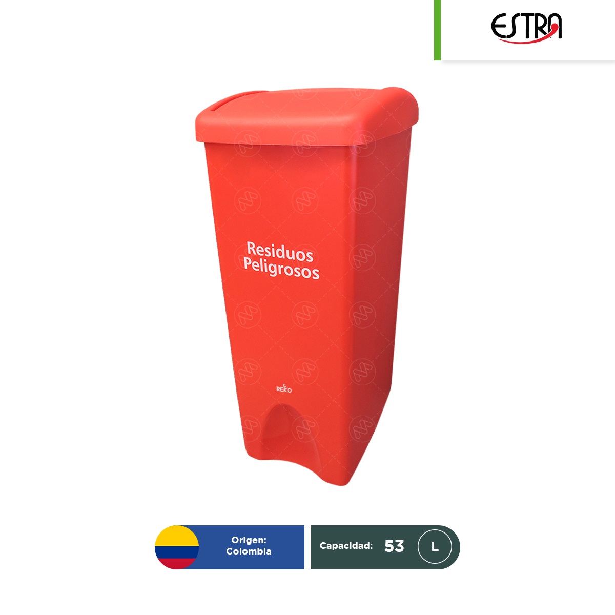 bote de basura con tapa vaiven 53 l estra rojo rpbi 001