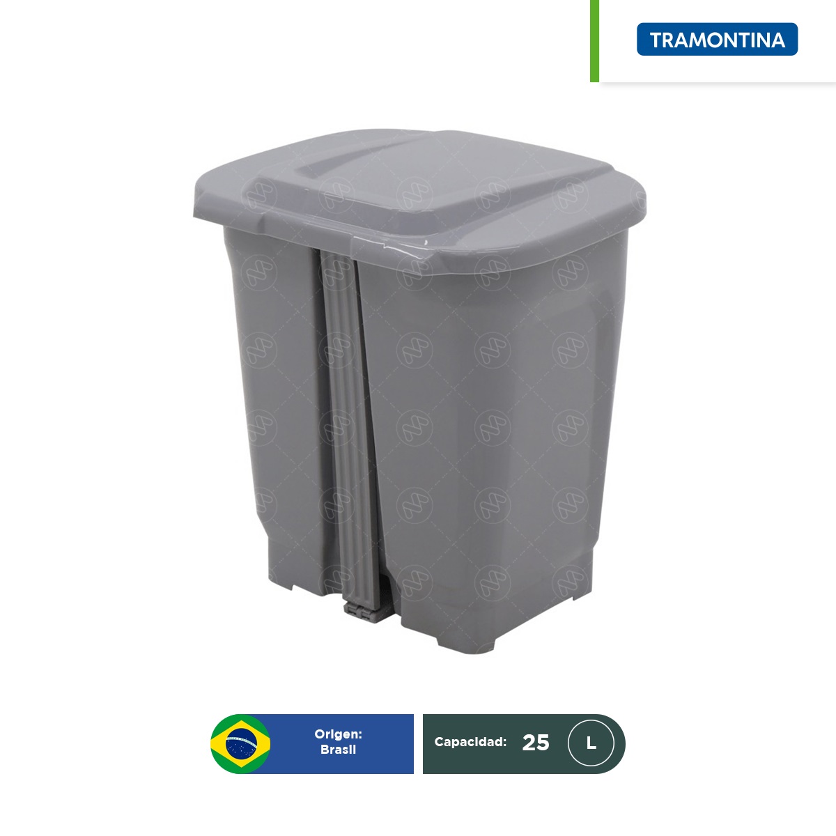 bote de basura de con pedal tramontina t force 25 l gris 002