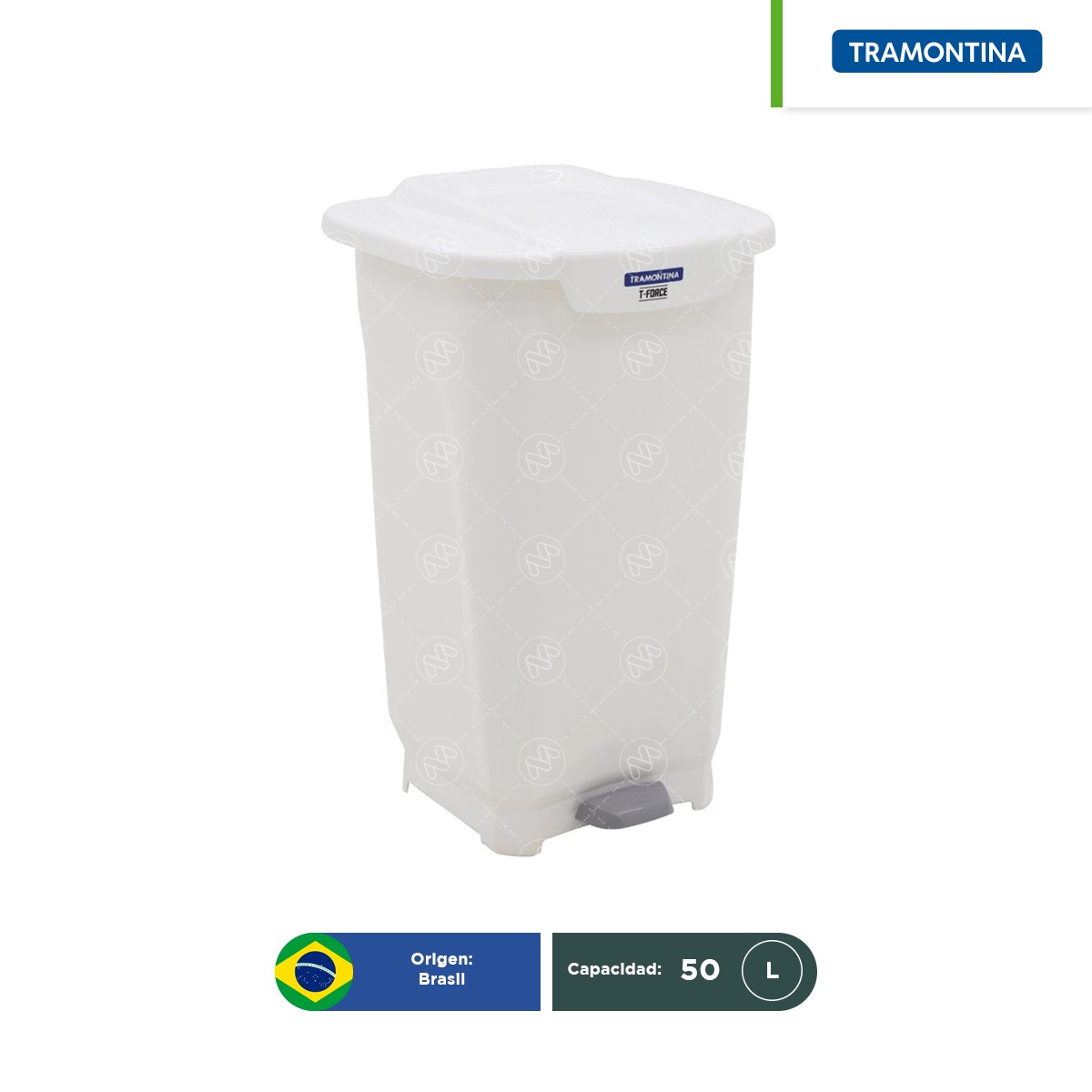 bote de basura de con pedal tramontina t force 50 l blanco 001