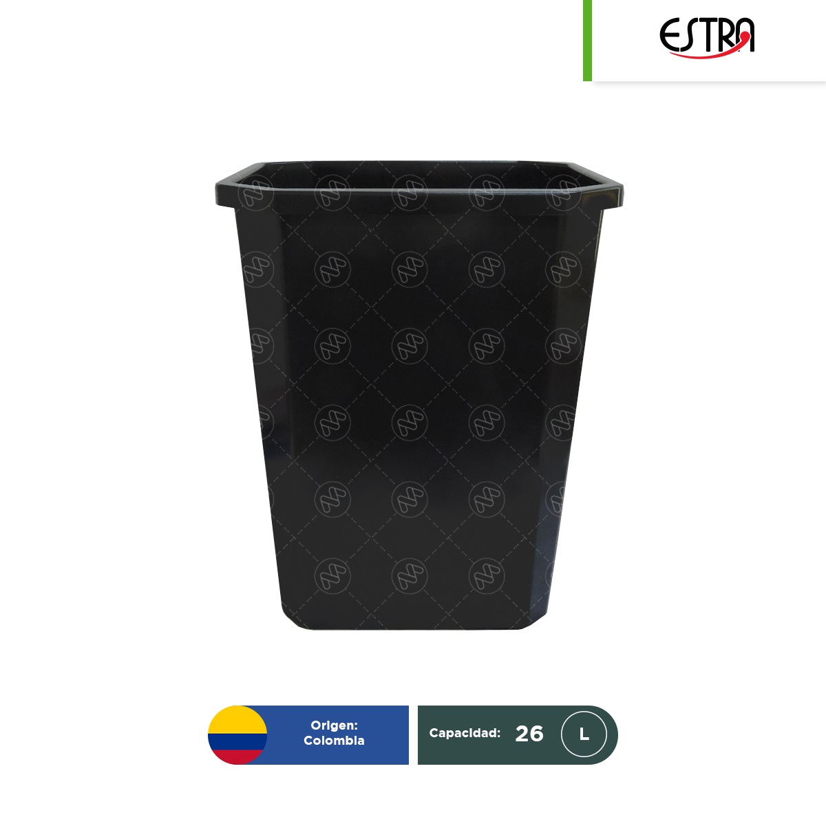 bote de basura sin tapa 26 l estrabins negro 002