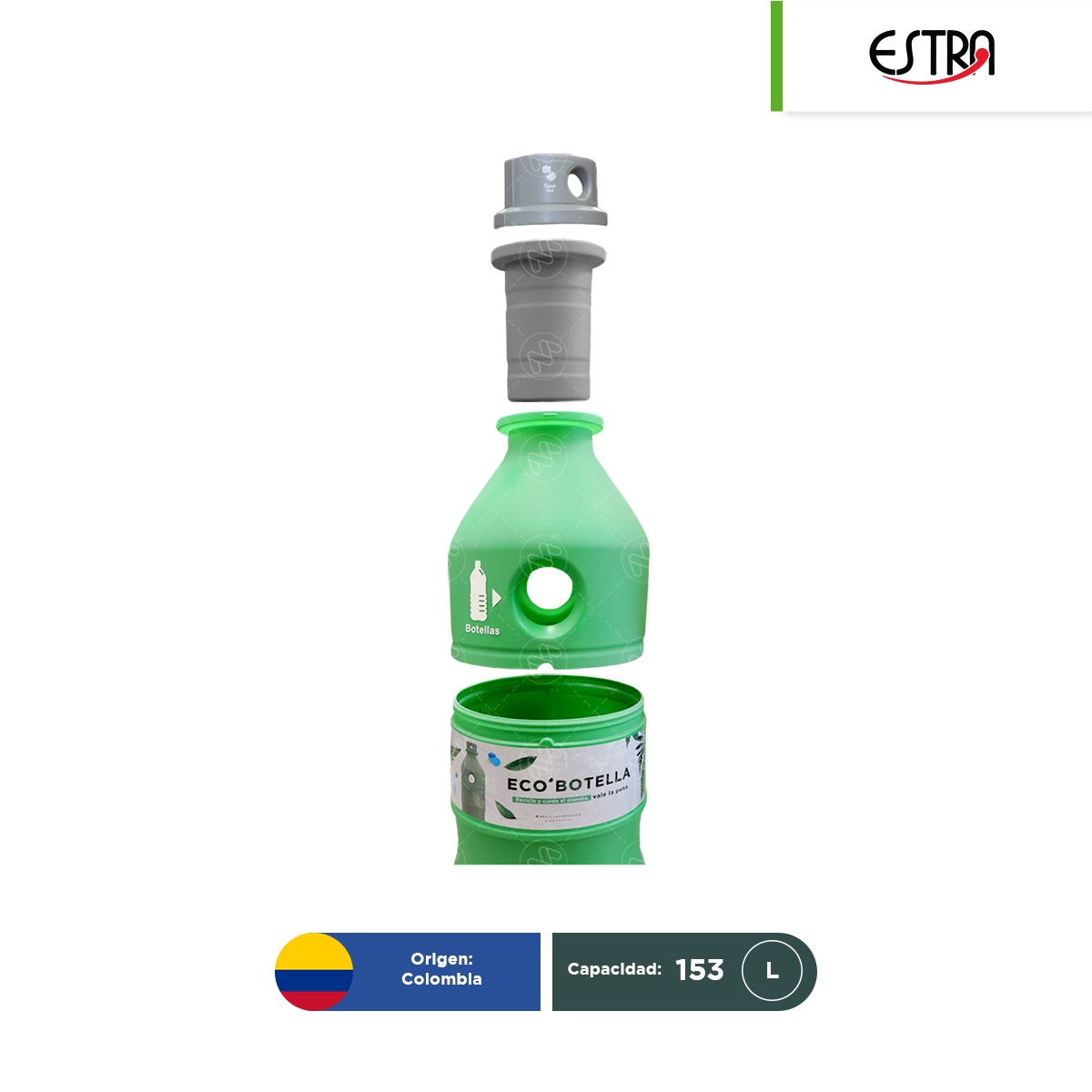 bote para reciclaje para botellas de plastico estra eco botella vista 002