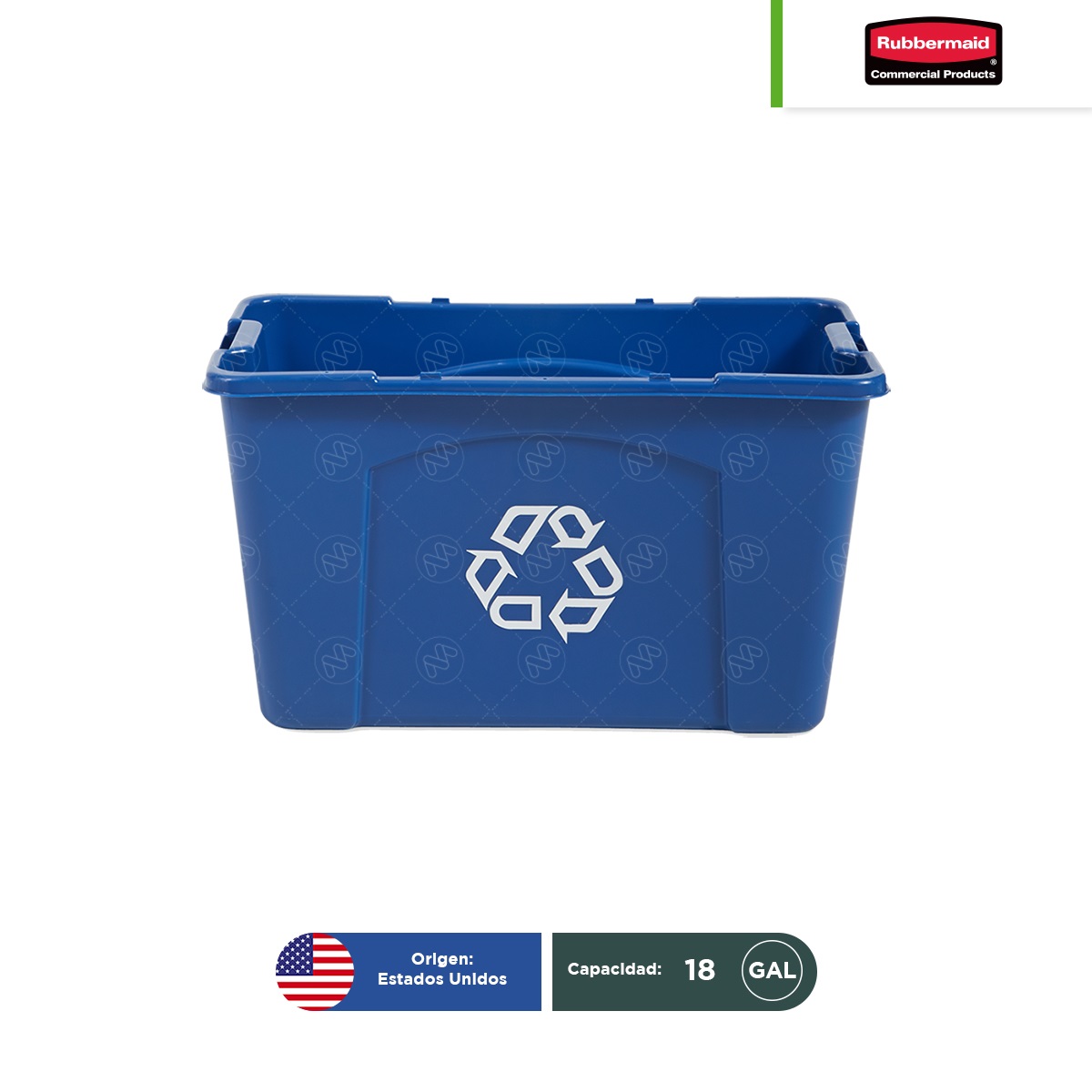 caja contenedor para reciclaje rubbermaid 18 gal azul 001