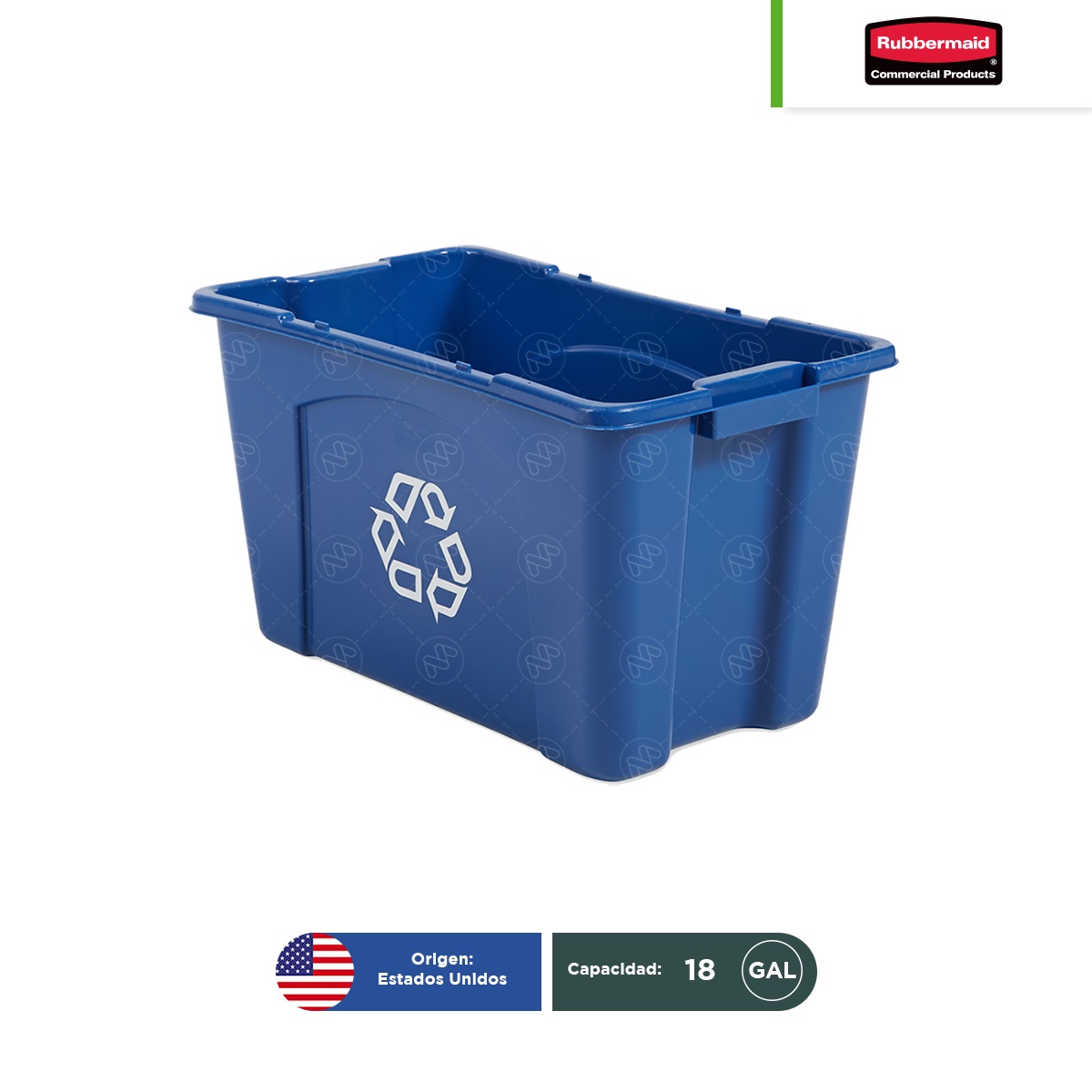 caja contenedor para reciclaje rubbermaid 18 gal azul 002