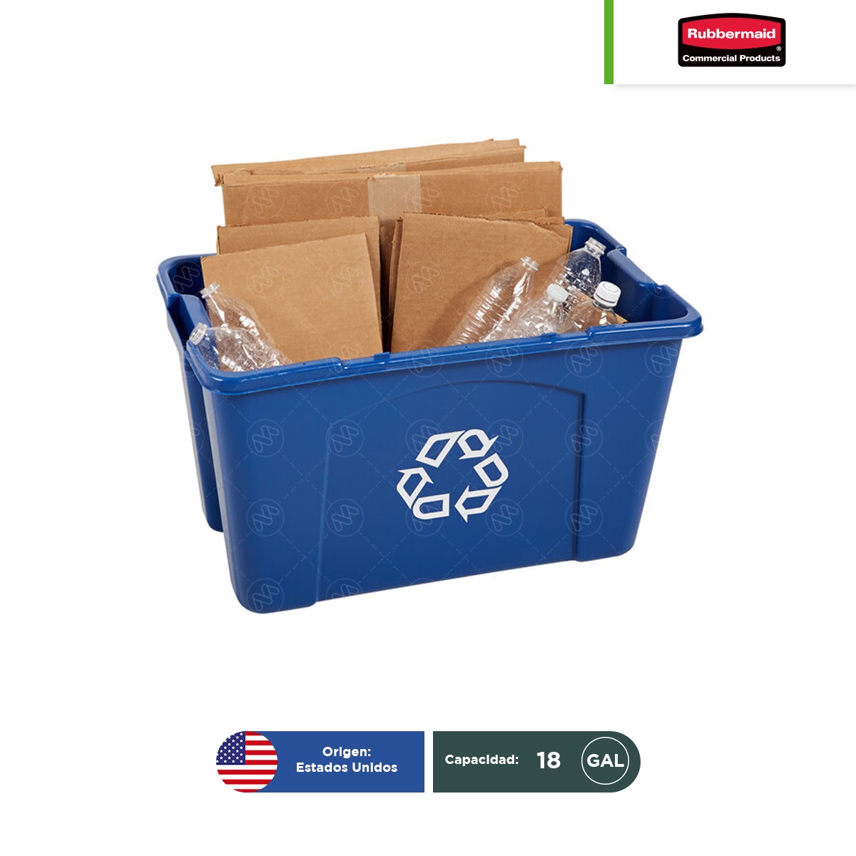 caja contenedor para reciclaje rubbermaid 18 gal azul 003