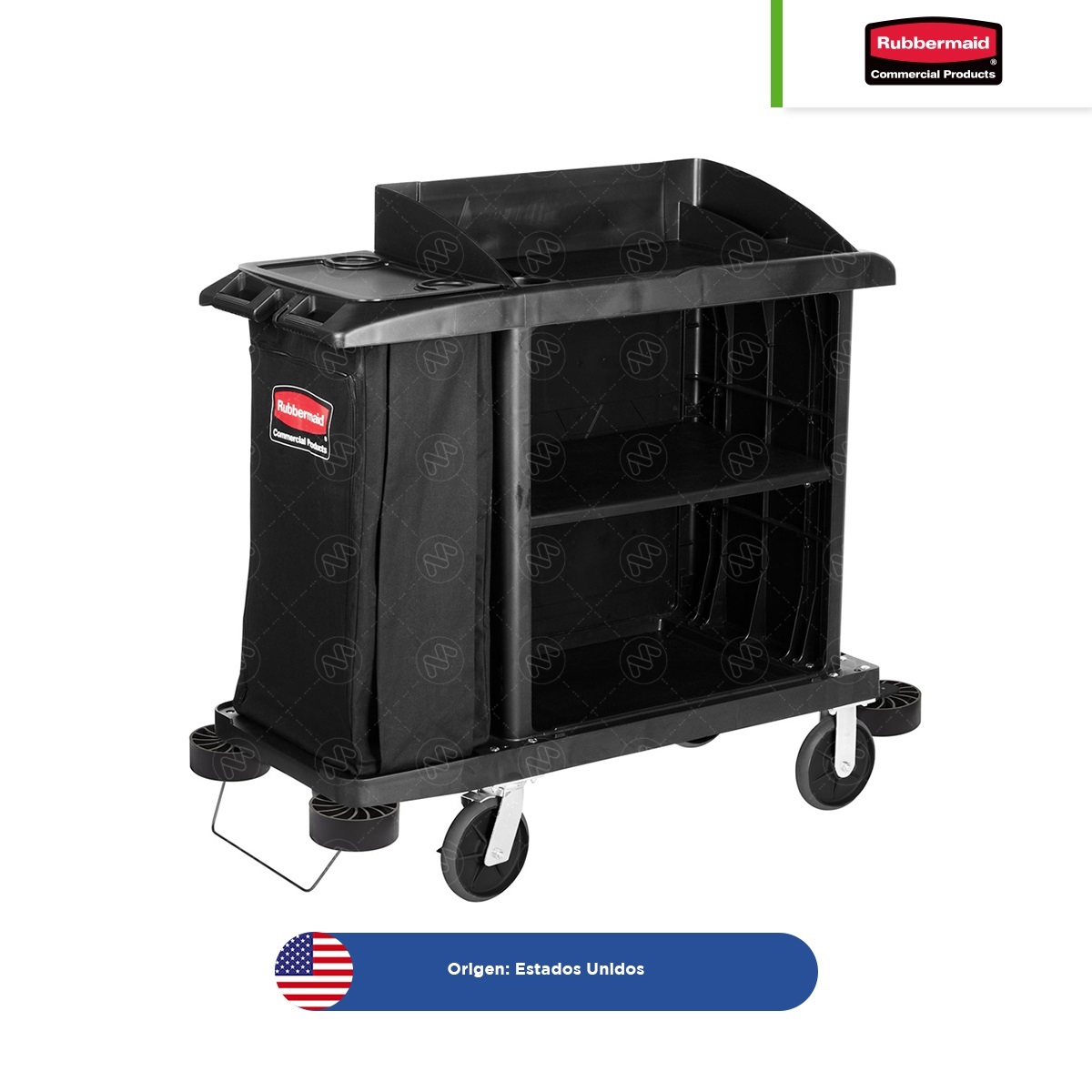 carro de servicio y limpieza ejecutivo compacto rubbermaid negro 002