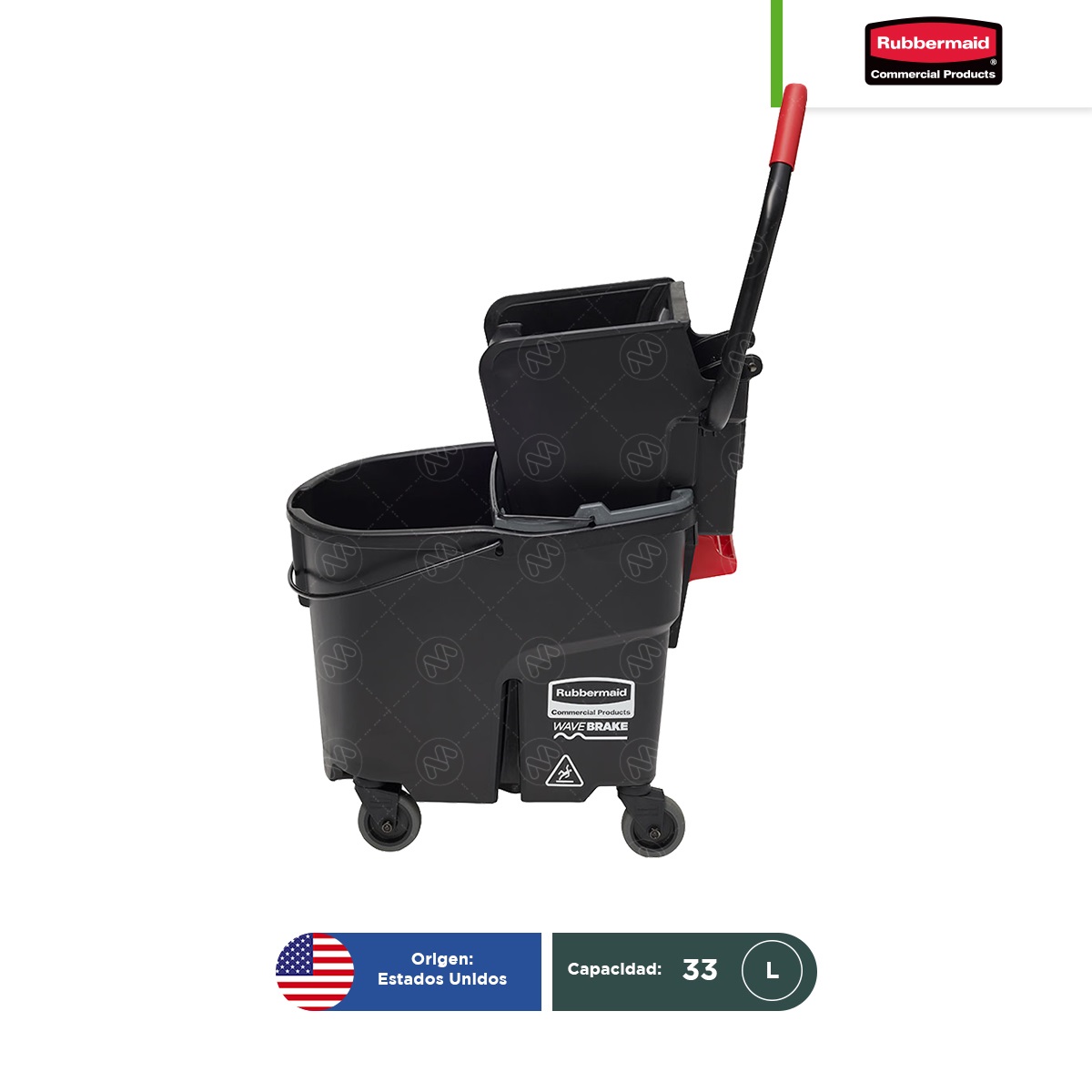 combo cubeta con exprimidor presion lateral cubo agua sucia rubbermaid 35 qt negro 002