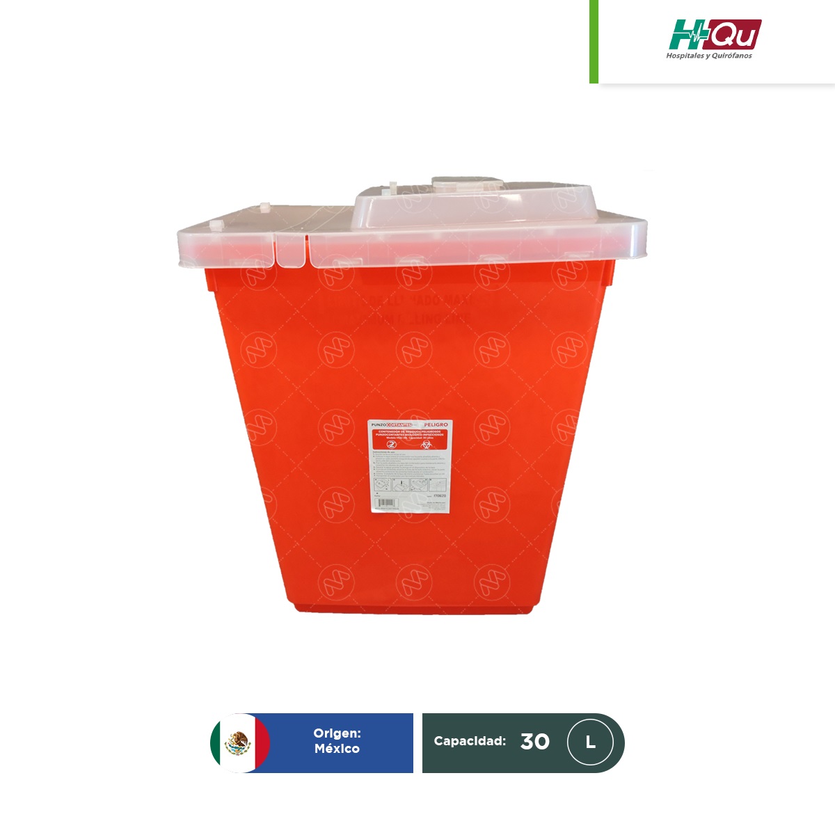 contenedor para punzocortantes hqu 30 l rojo 001