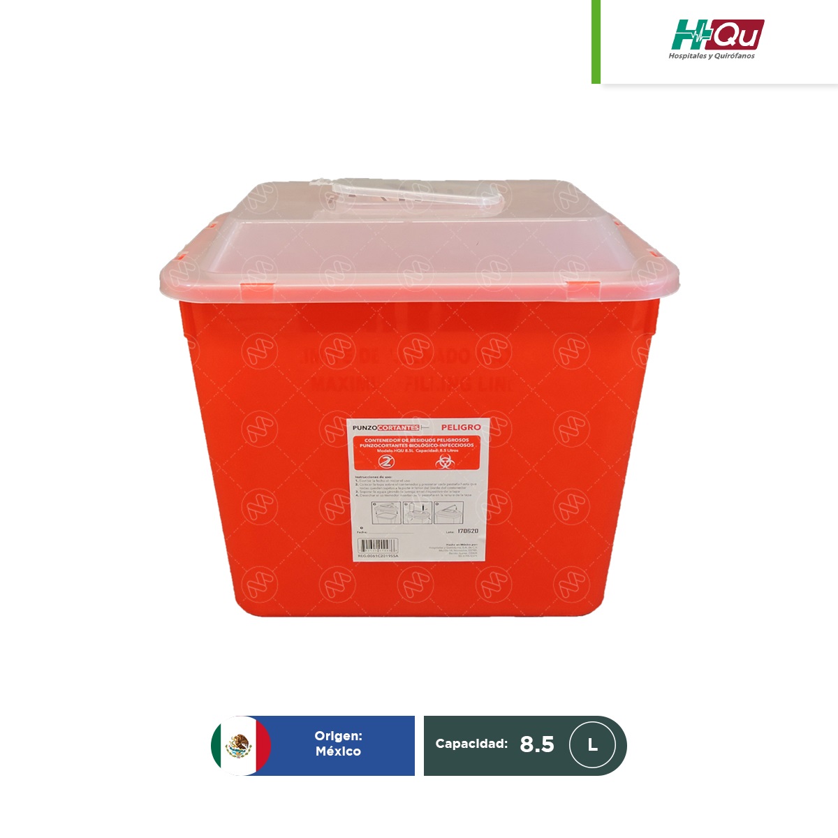 contenedor para punzocortantes hqu 8 5 l rojo 001