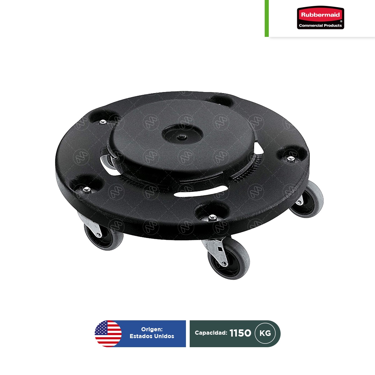 plataforma con ruedas para contenedores rubbermaid brute negro 001