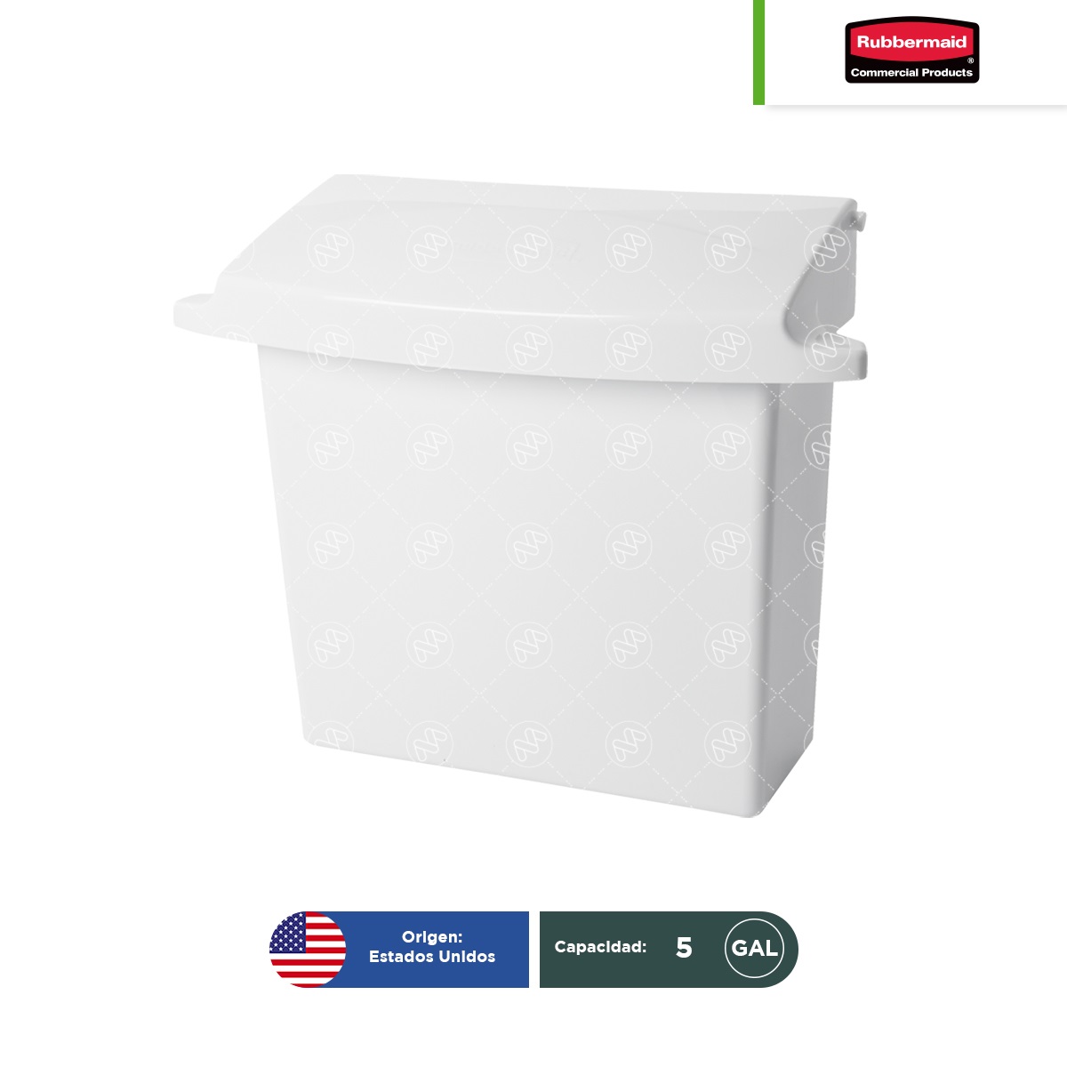 receptaculo para toallas sanitarias con forro rigido rubbermaid blanco 001