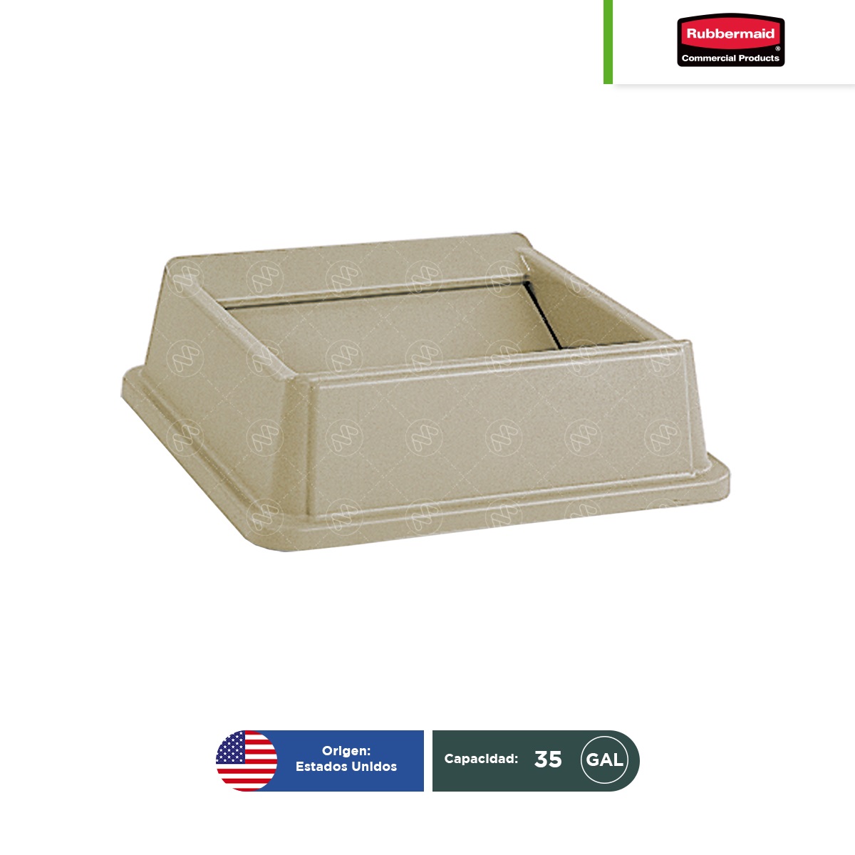 tapa para bote para basura cuadrado rubbermaid untouchable 35 gal beige 001