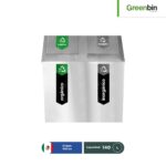 basurero de acero inoxidable tapa campana doble greenbin 140 l 001