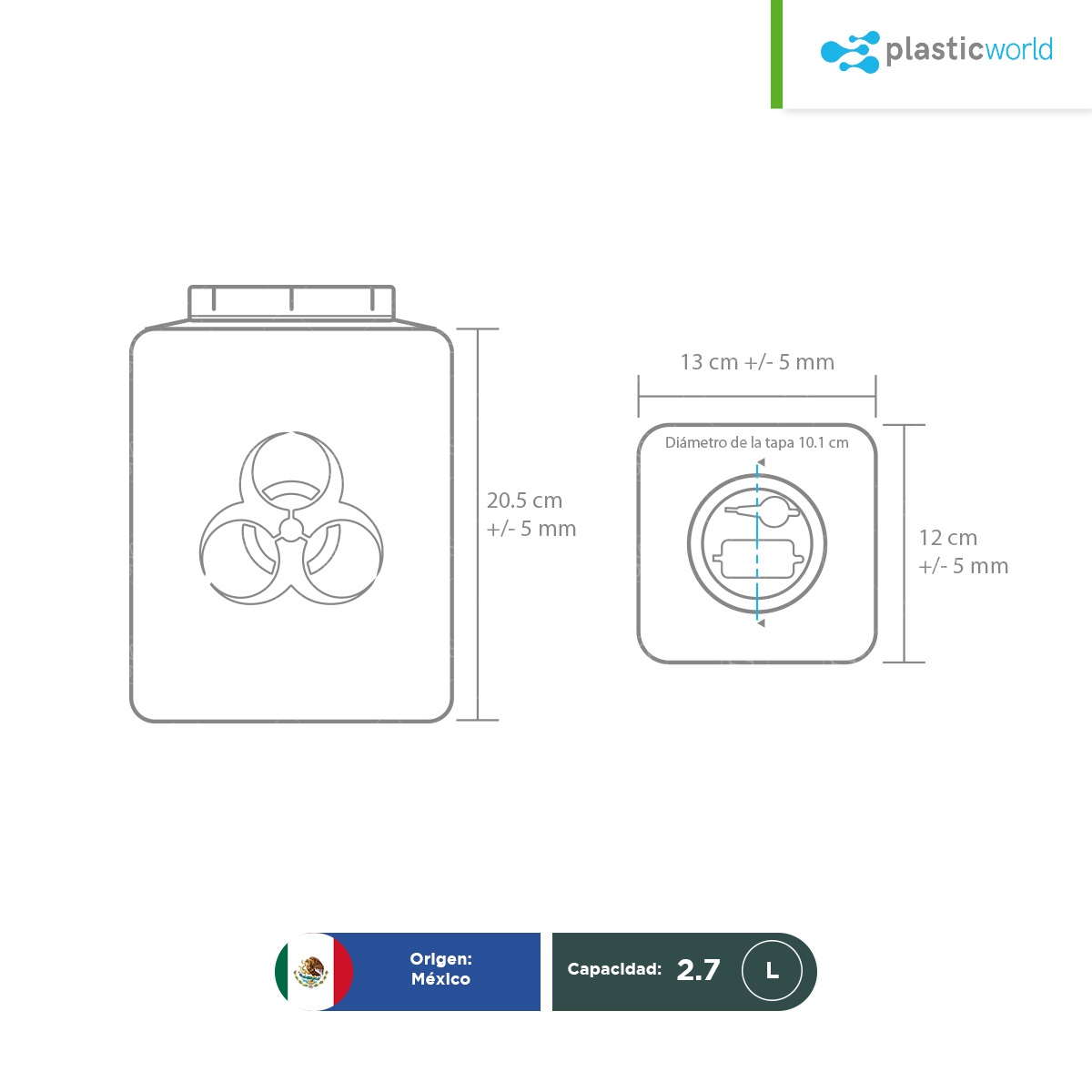 bote contenedor para punzocortantes plastic world 2 7 l 003