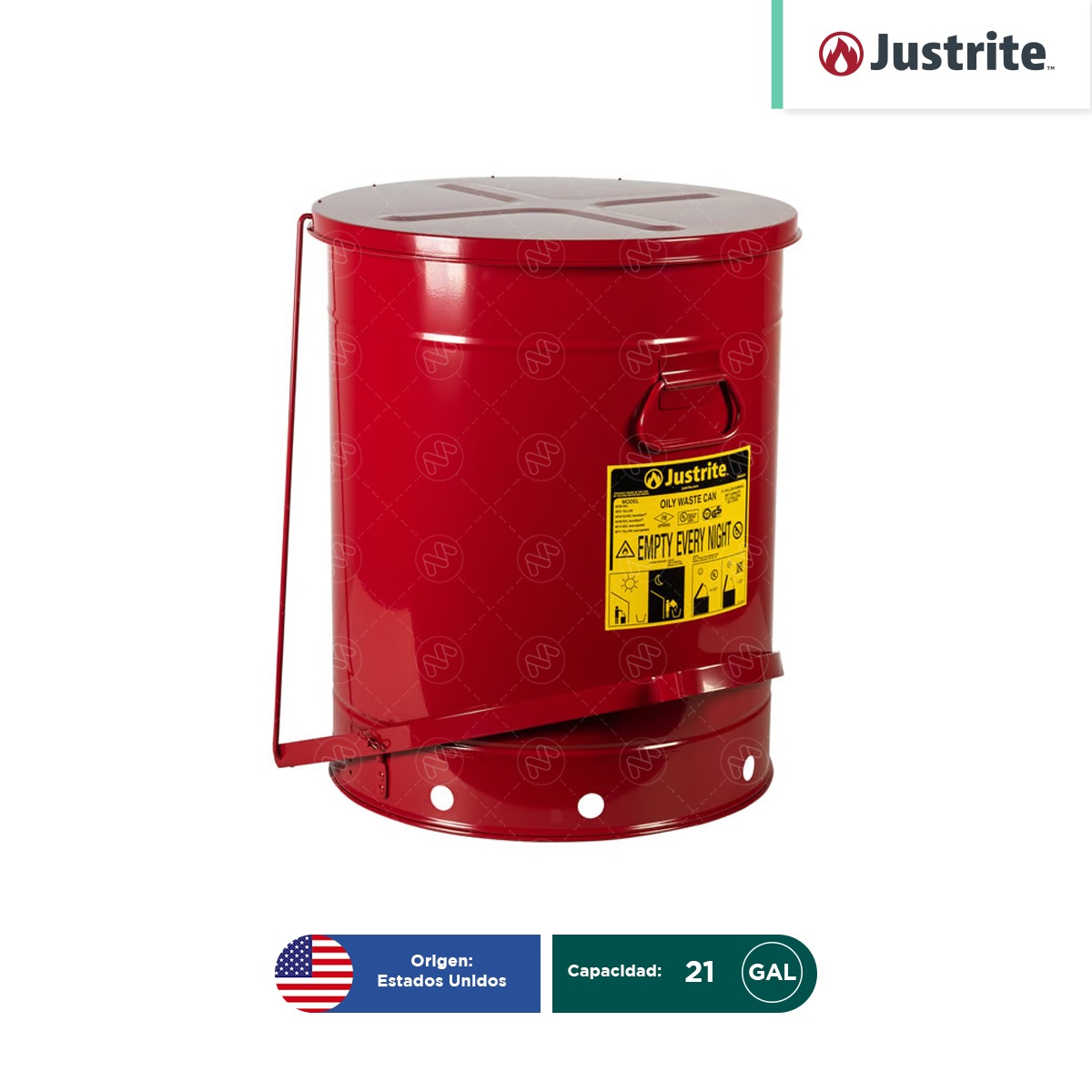 bote contenedor residuos aceitosos justrite rojo 21 gal 001