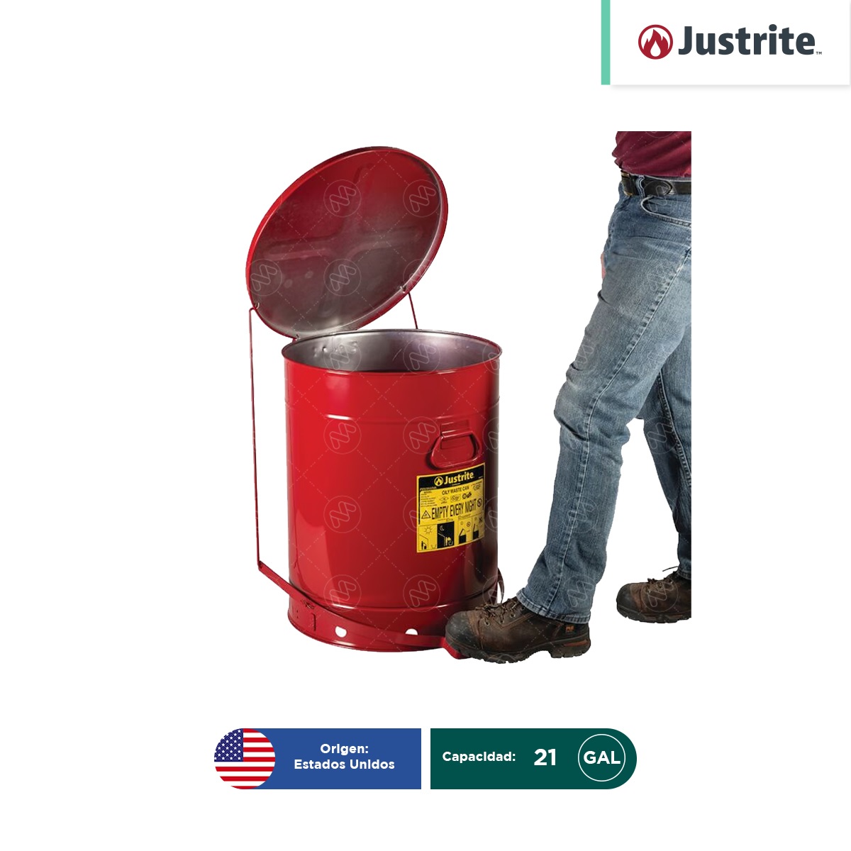 bote contenedor residuos aceitosos justrite rojo 21 gal 002