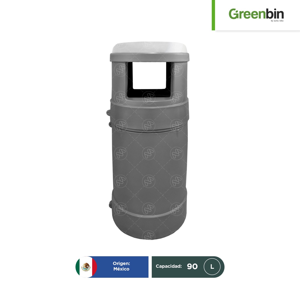 bote de basura con cenicero estilo tienda conveniencia greenbin gris 001