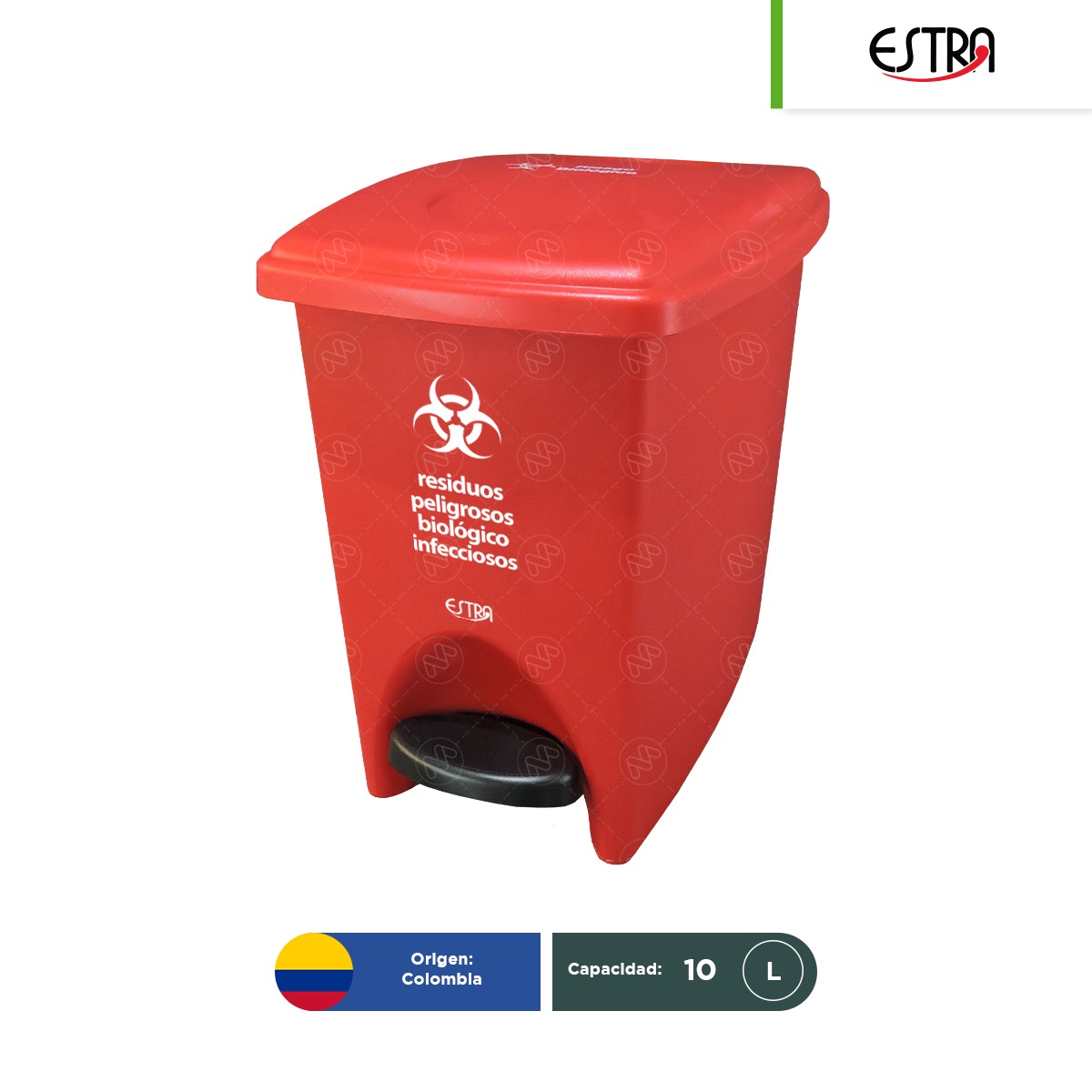 bote de basura con pedal 10 l rpbi estra rojo 002