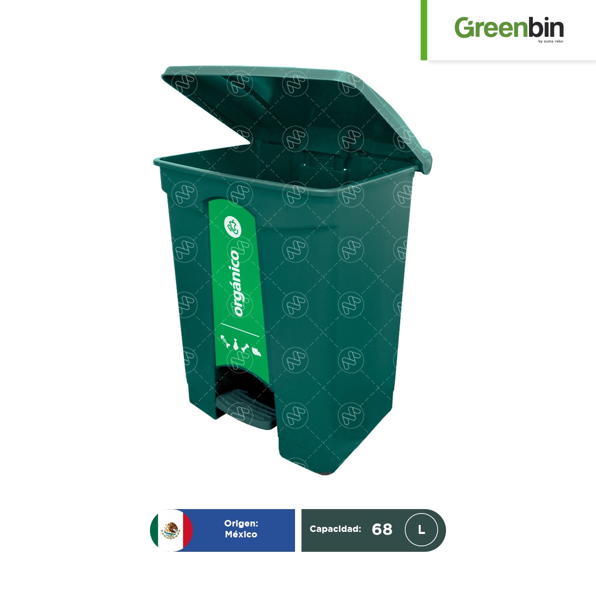 bote de basura con pedal greenbin verde 68 l 002