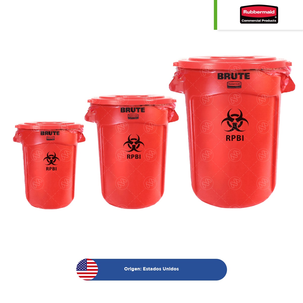 bote de basura con tapa rubbermaid brute 20 32 44 gal y paquete bolsas rpbi rj 002