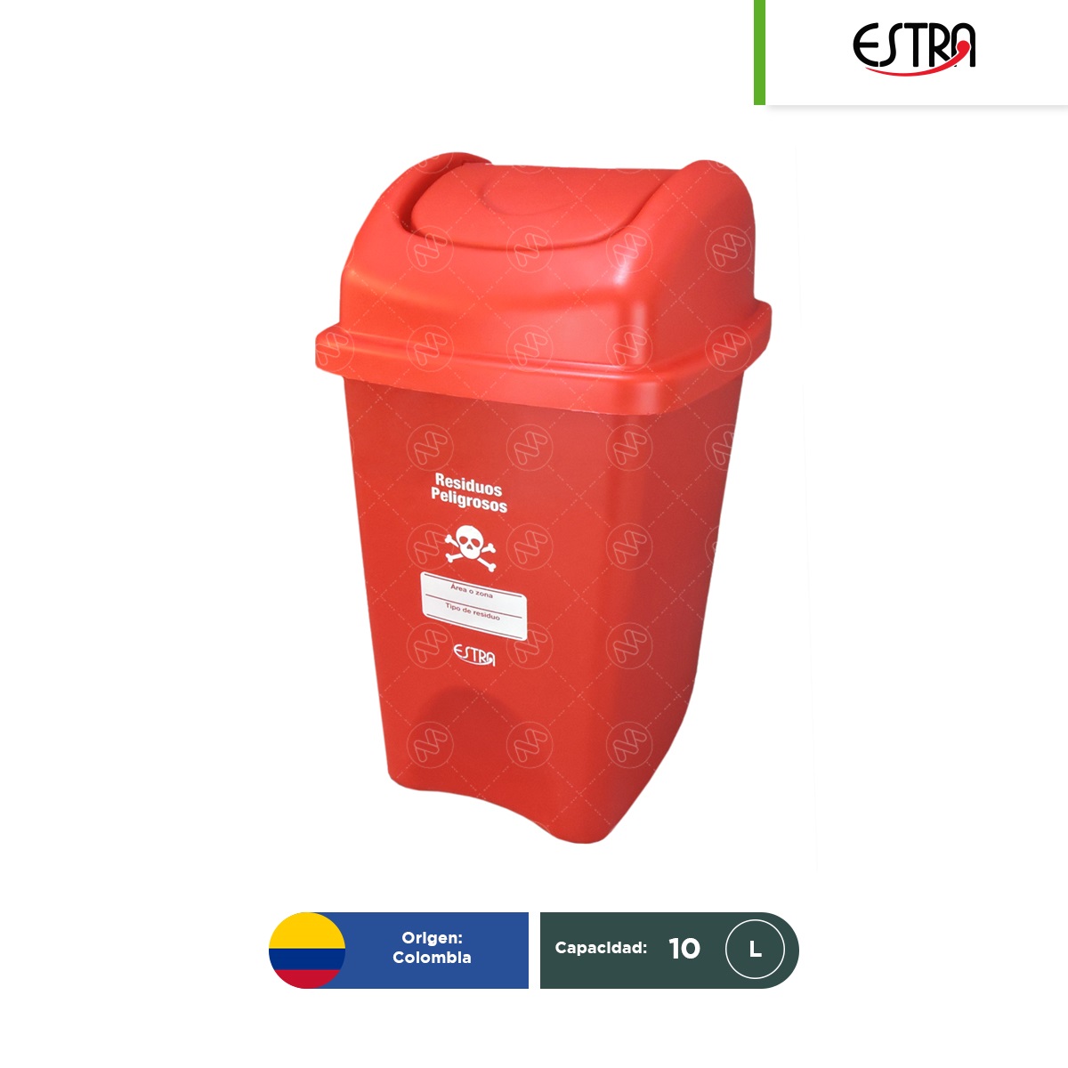 bote de basura con tapa vaiven estra 10 l rojo rpbi 001