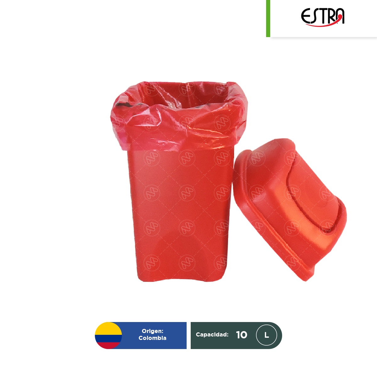 bote de basura con tapa vaiven estra 10 l y paquete bolsas rpbi rj 001