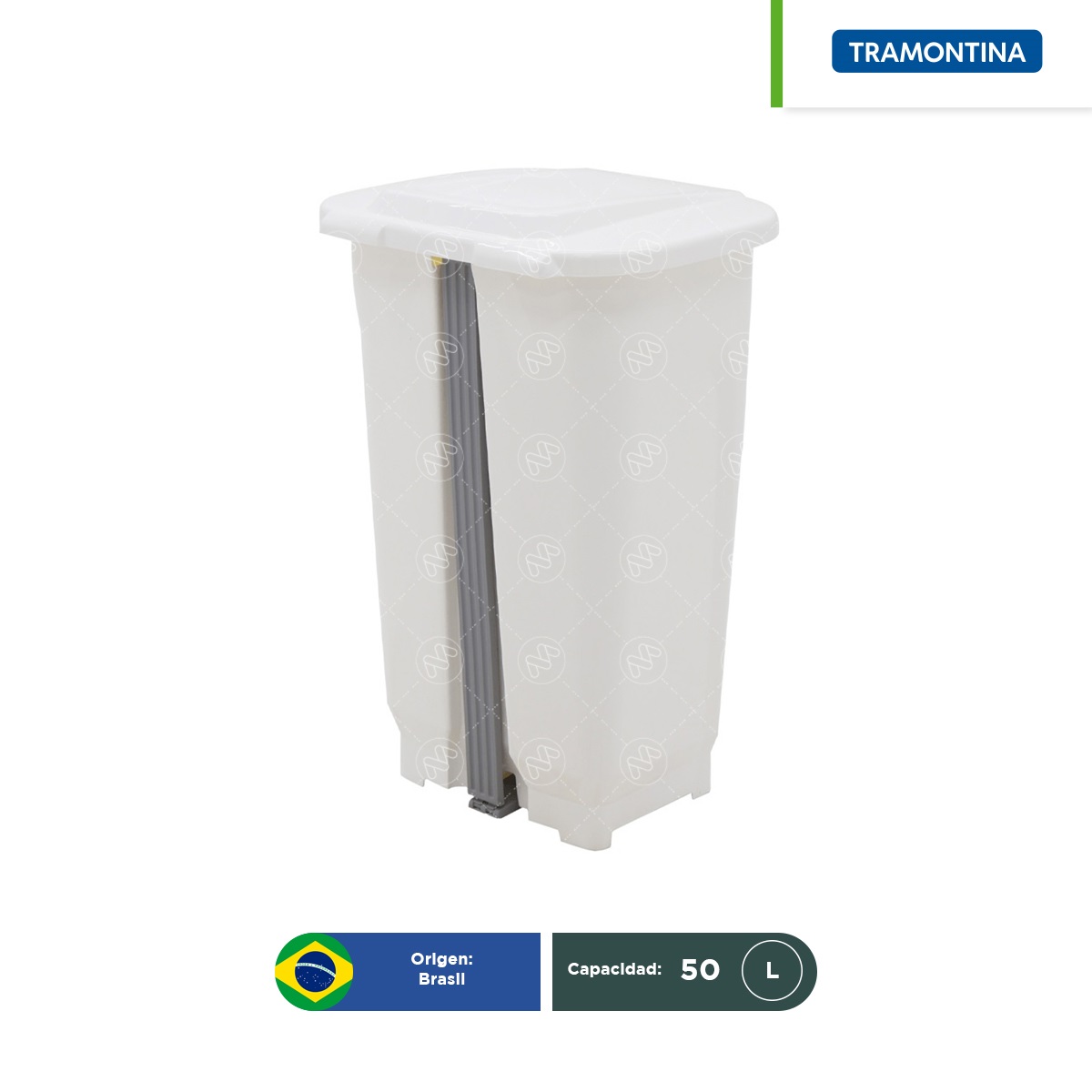 bote de basura de con pedal tramontina t force 50 l blanco 002