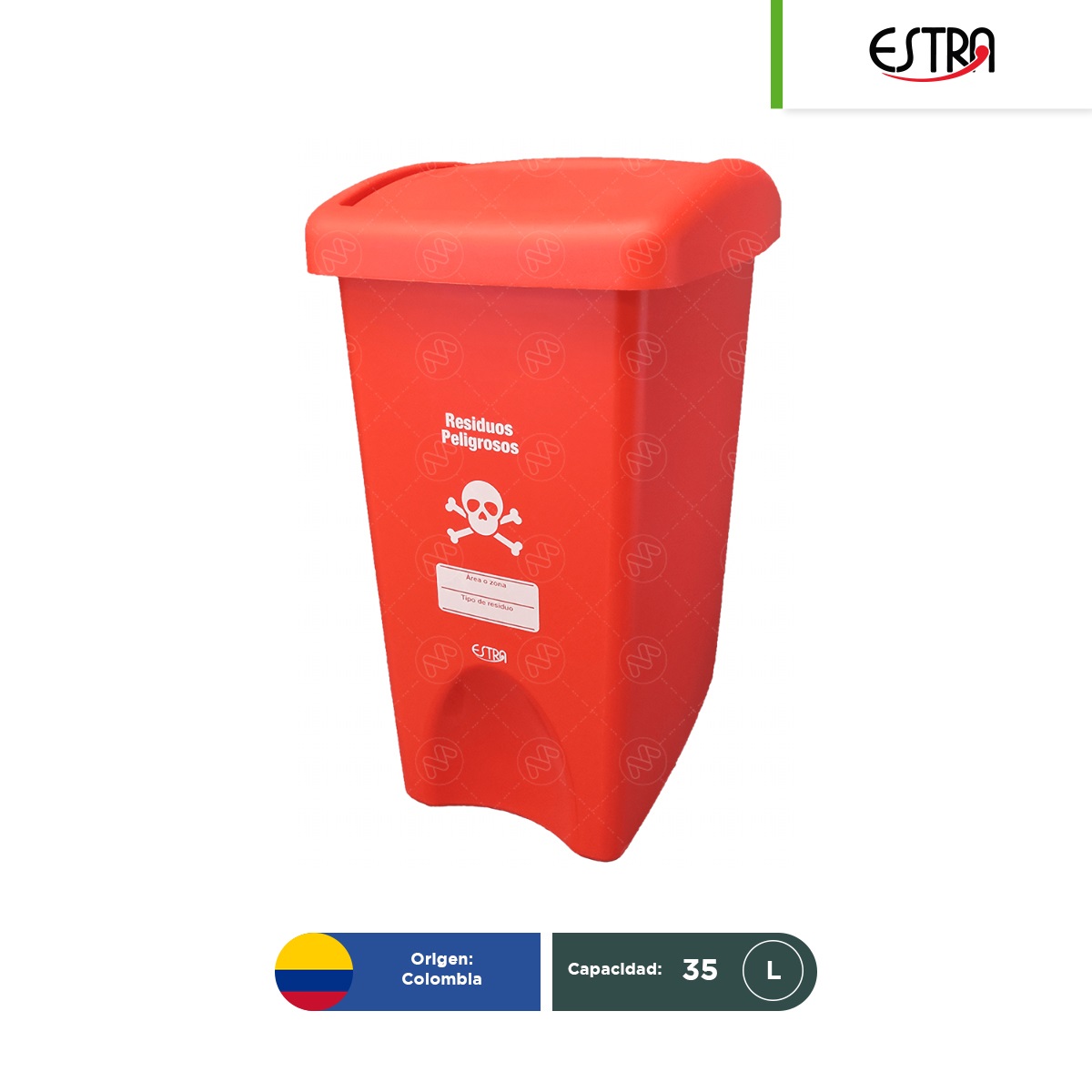 bote de basura tapa vaiven 35 l estra rpbi calavera rojo 001