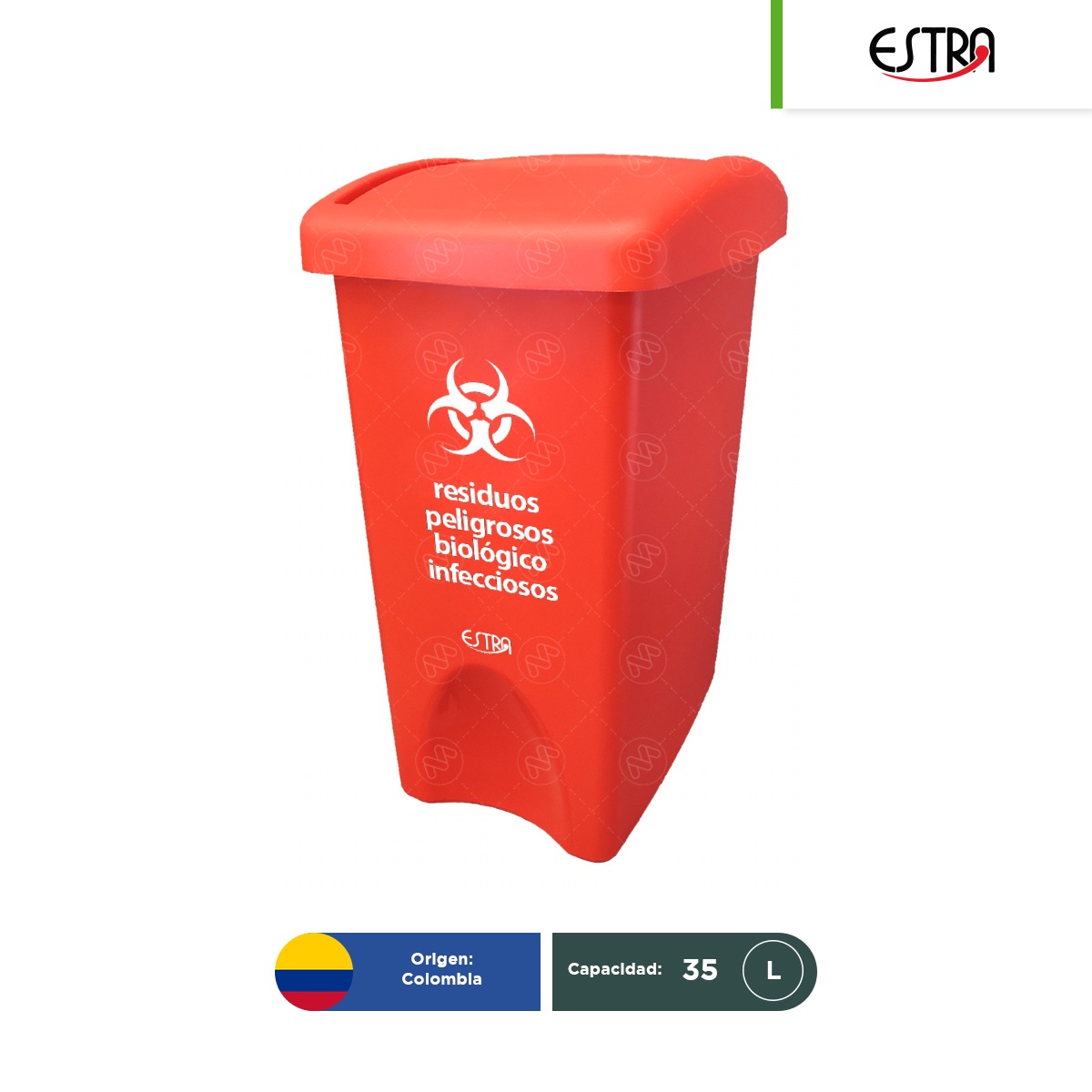 bote de basura tapa vaiven 35 l estra rpbi rojo 003