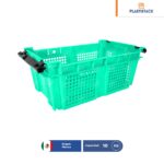 caja de plastico fresera con asas calada virgen verde 001