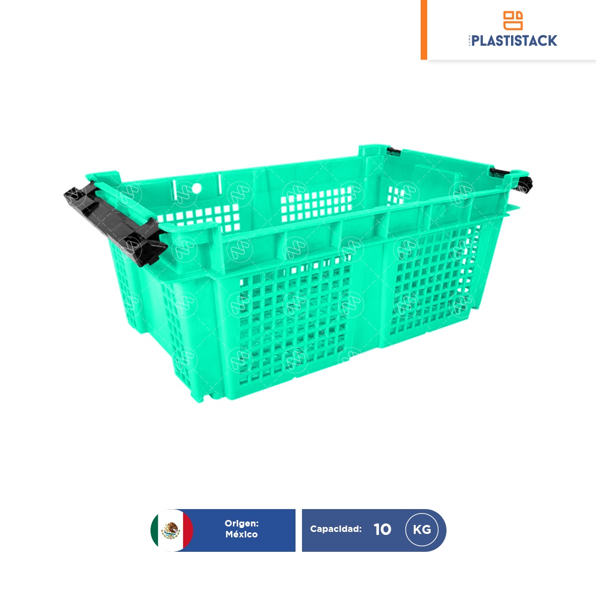 caja de plastico fresera con asas calada virgen verde 001