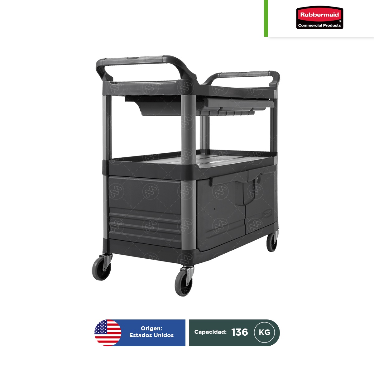 carro de servicio para instrumentos con puertas rubbermaid xtra gris 002