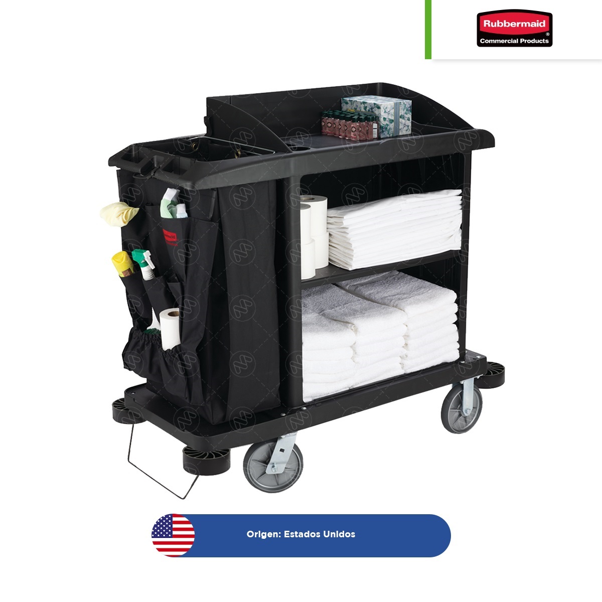 carro de servicio y limpieza ejecutivo compacto rubbermaid negro 001