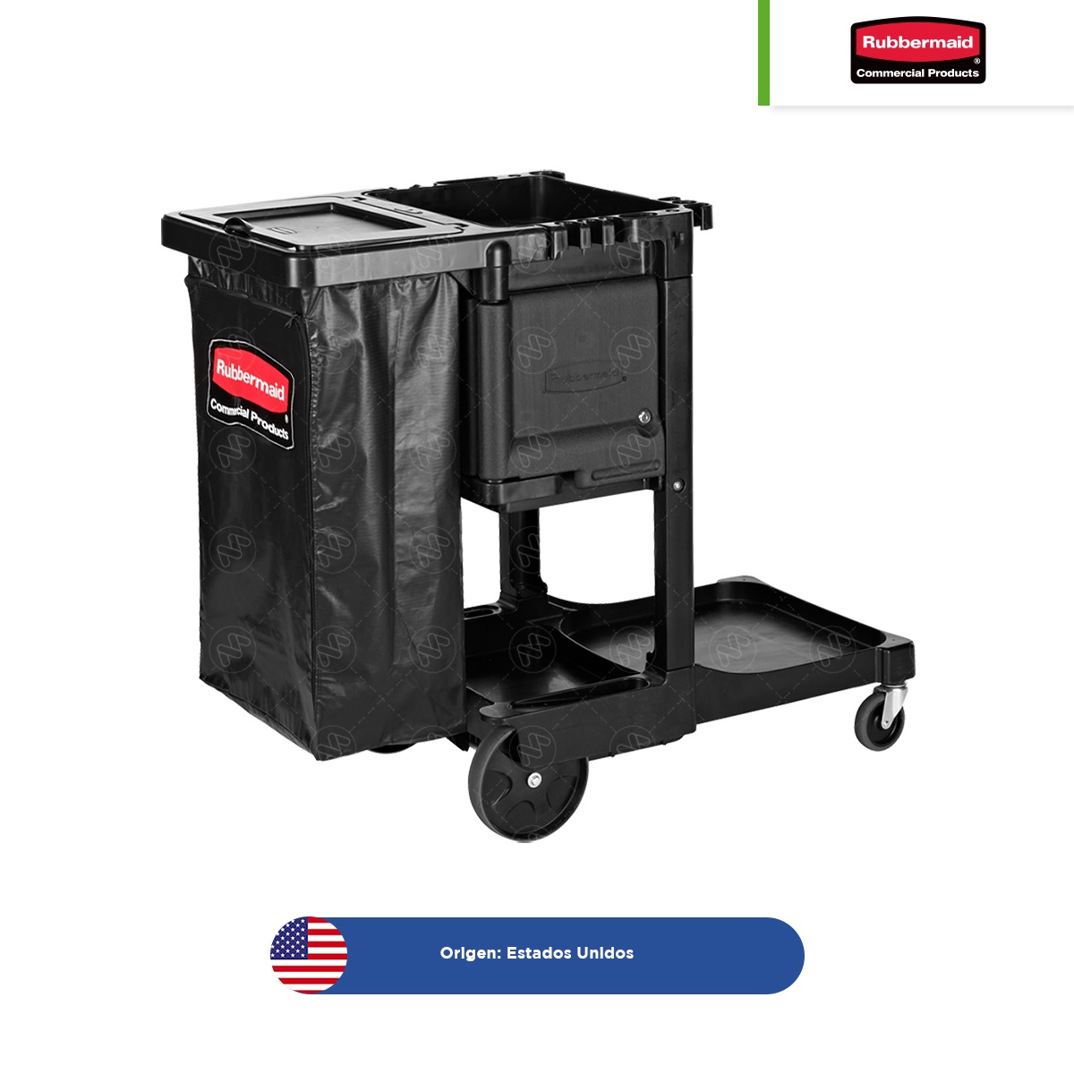 carro de servicio y limpieza ejecutivo tradicional rubbermaid negro 003