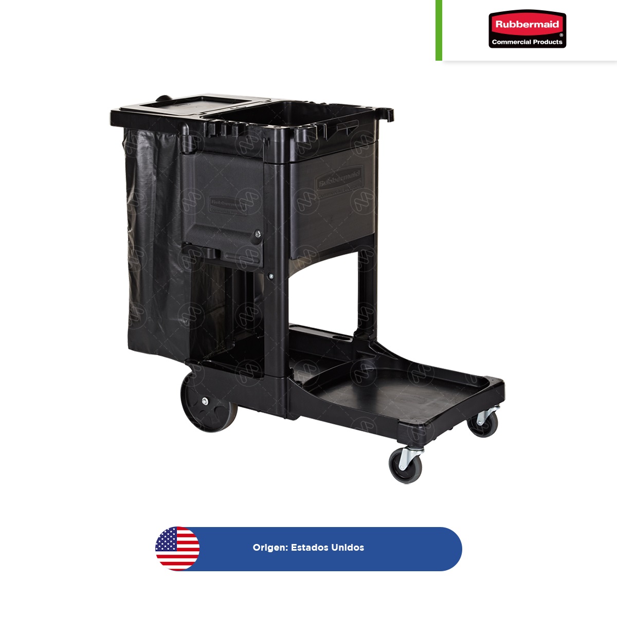 carro de servicio y limpieza ejecutivo tradicional rubbermaid negro 004