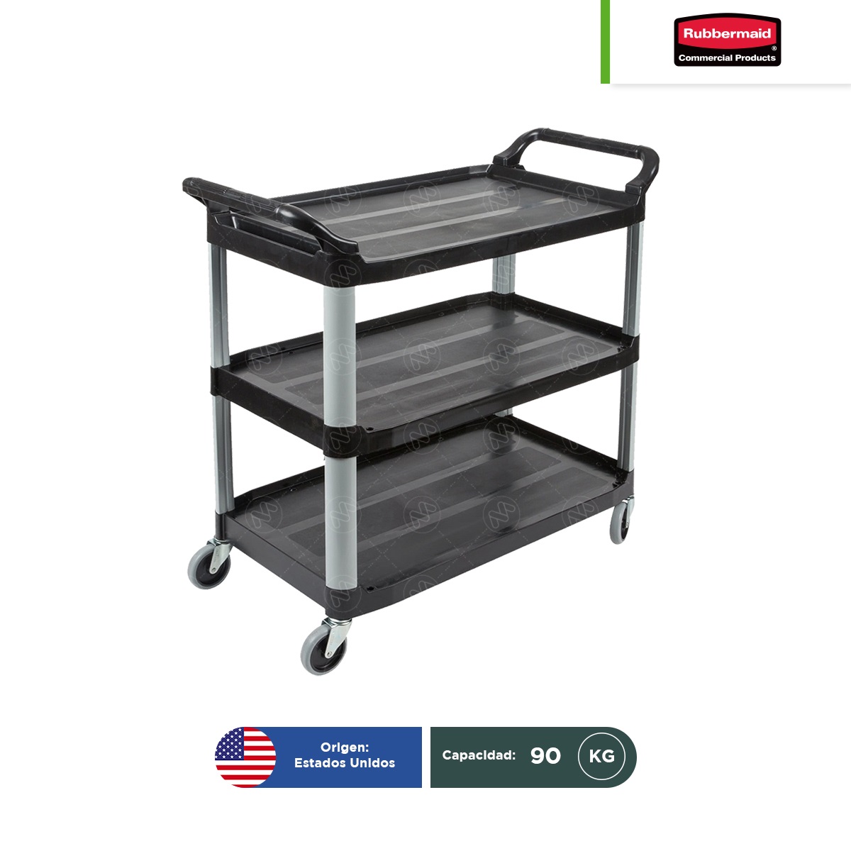 carro utilitario y servicio rubbermaid negro 001