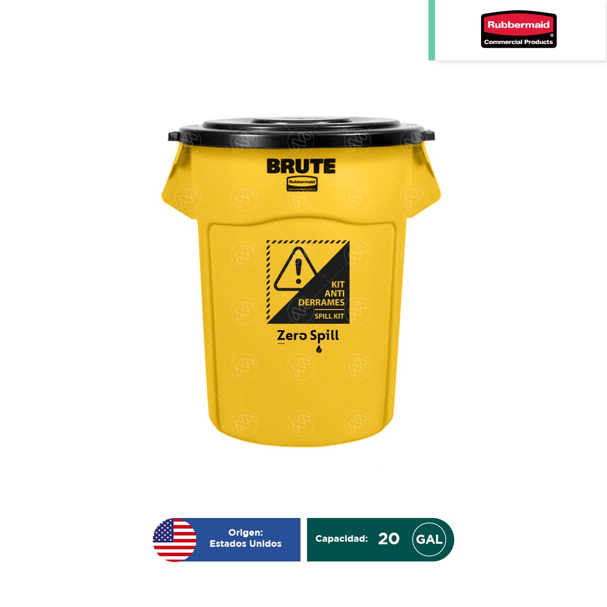 contenedor brute con tapa negra rubbermaid 20 gal amarillo spc 001