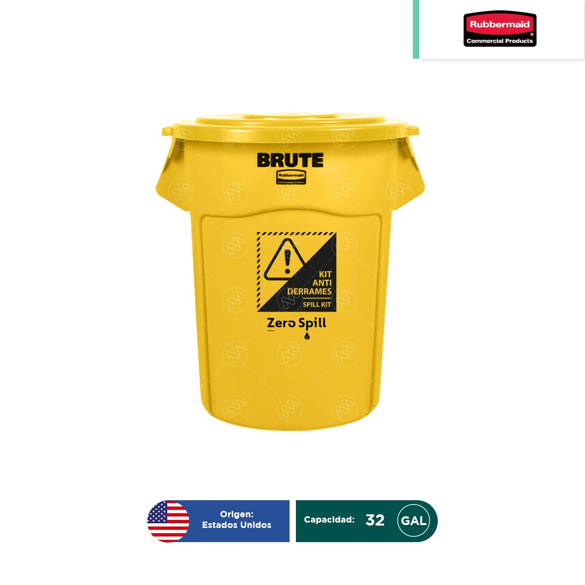 contenedor brute con tapa rubbermaid 32 gal amarillo 002