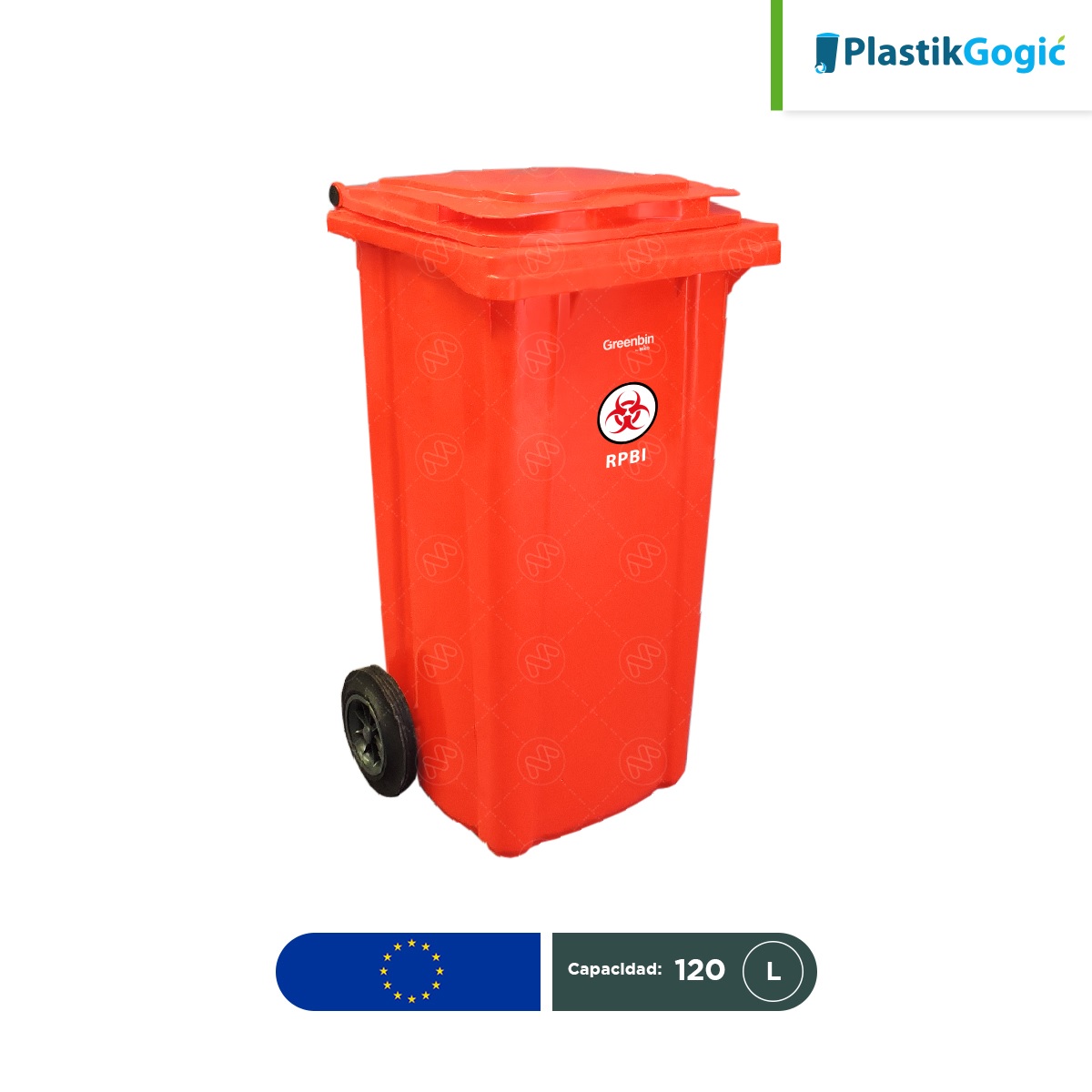 contenedor con 2 ruedas plastik gogic 120 l rojo rpbi 001