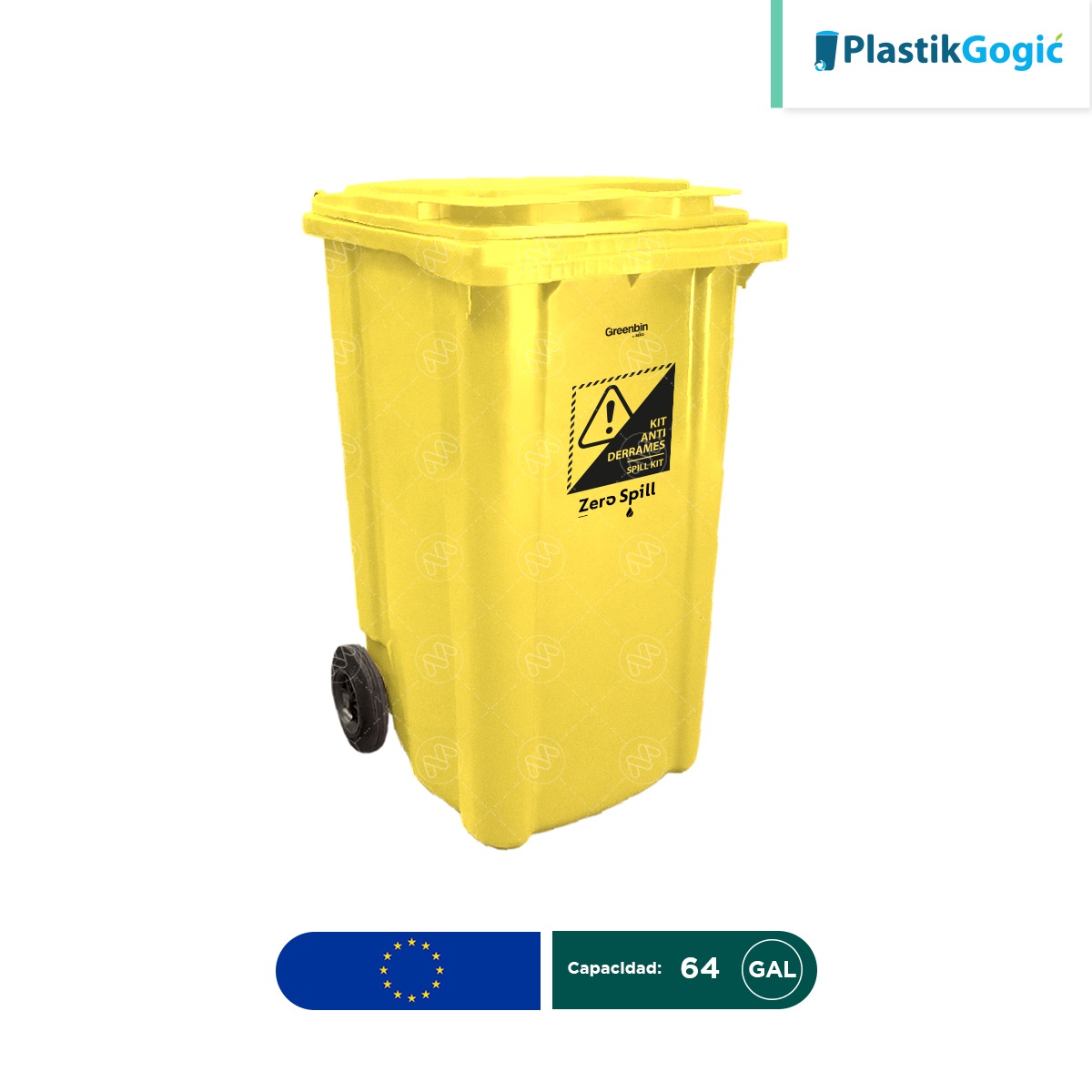 contenedor con 2 ruedas plastik gogic 240 l 64 gal amarillo 002