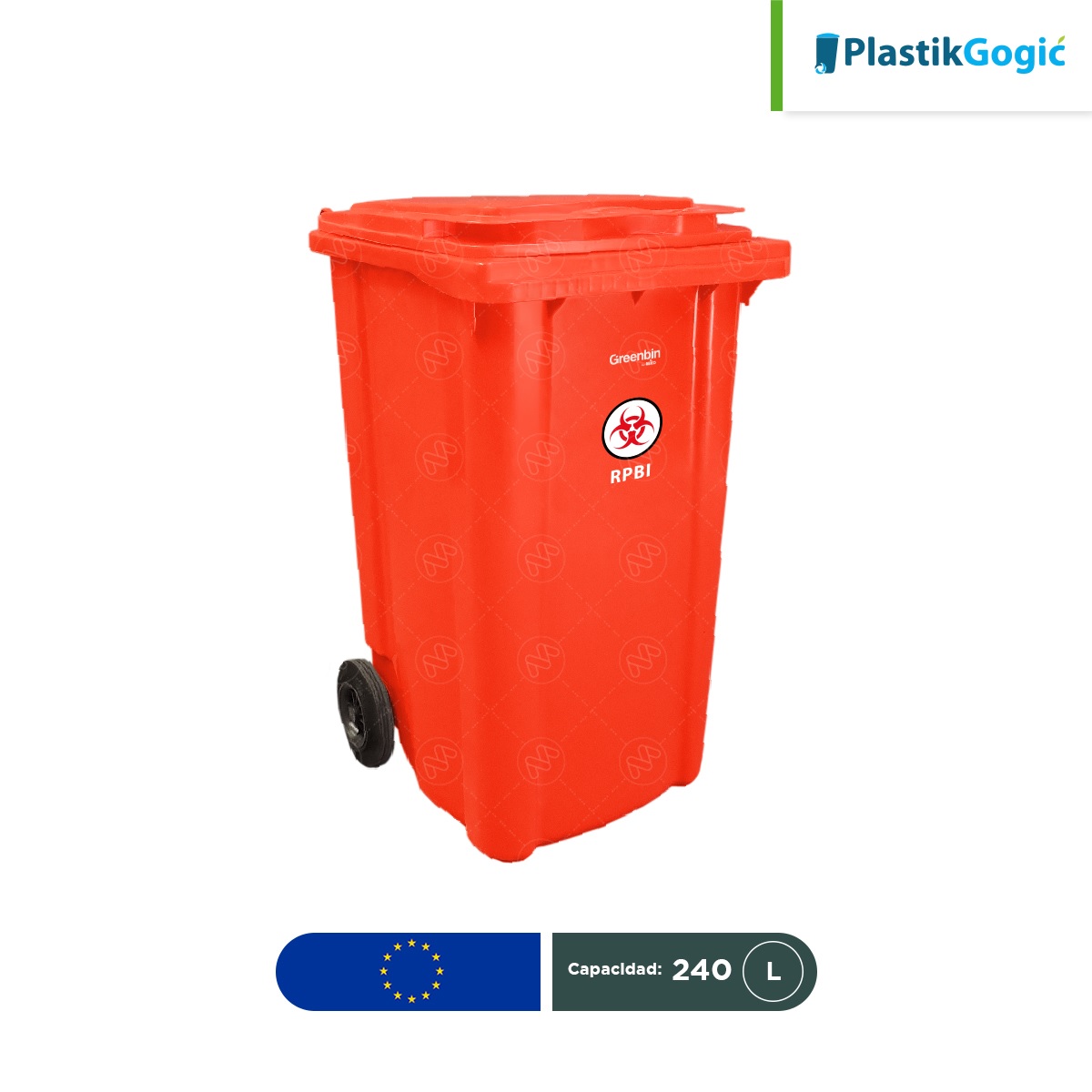 contenedor con 2 ruedas plastik gogic 240 l rojo rpbi 001