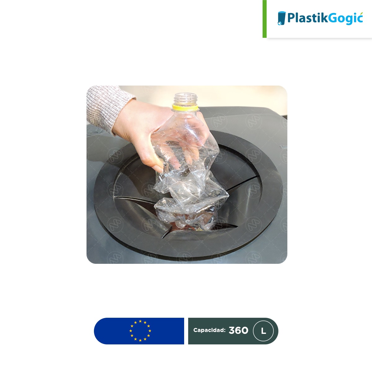 contenedor con 2 ruedas plastik gogic 360 l tapa con accesorio 001