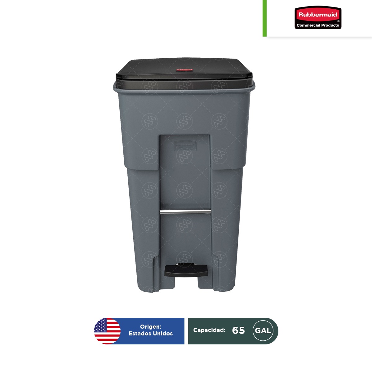 contenedor con 2 ruedas y pedal rubbermaid 65 gal gris 002