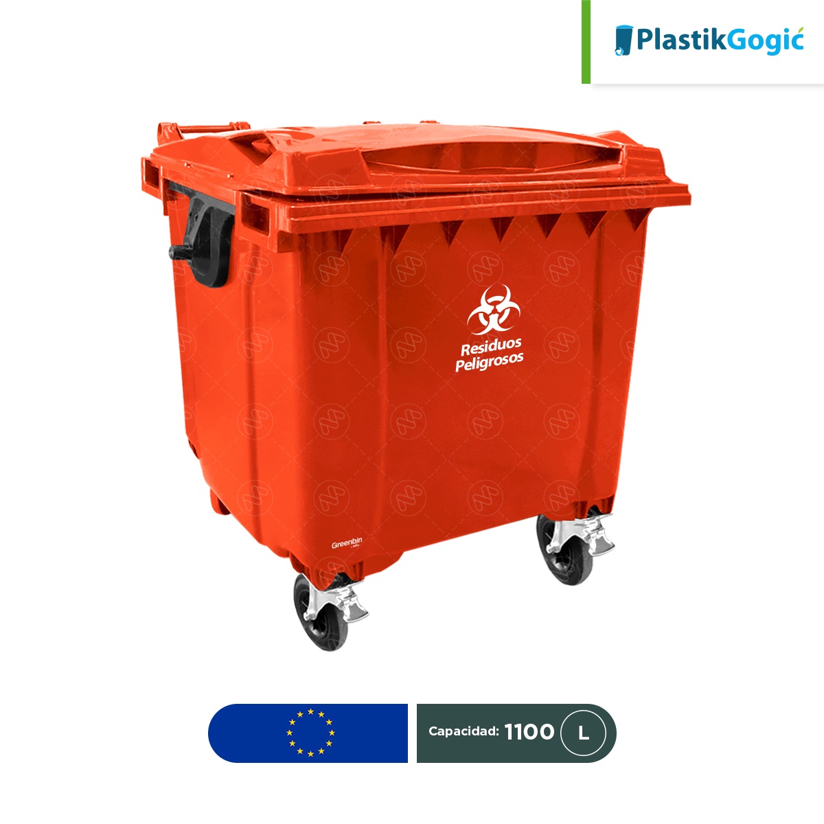 contenedor con 4 ruedas plastik gogic 1100 l rpbi rojo 001