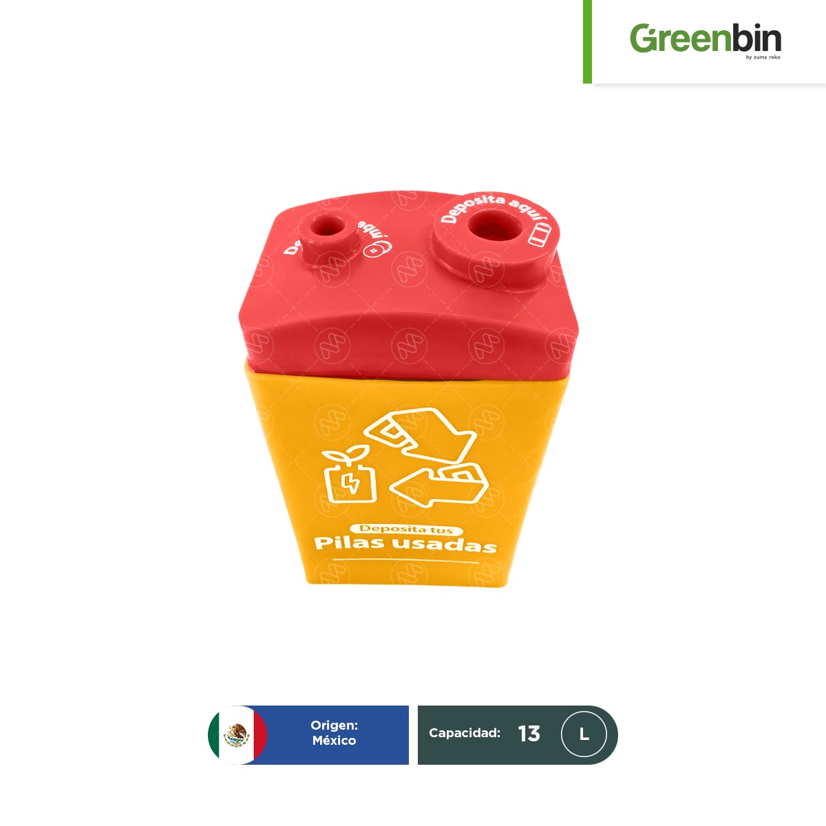 contenedor para pilas usadas probattery 13 l greenbin 003