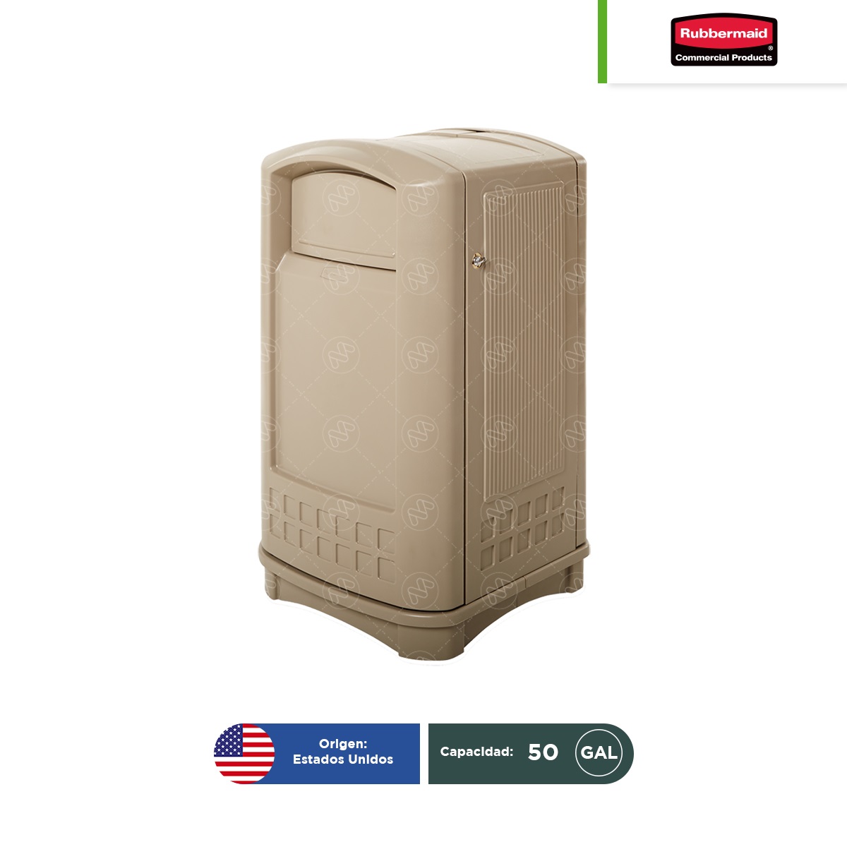 contenedor para plaza comercial rubbermaid 50 gal beige 001