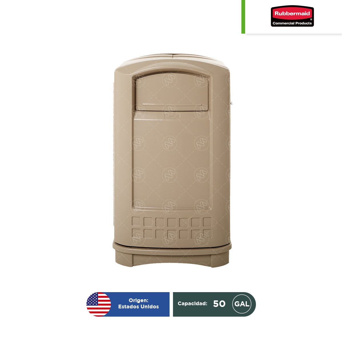 contenedor para plaza comercial rubbermaid 50 gal beige 002