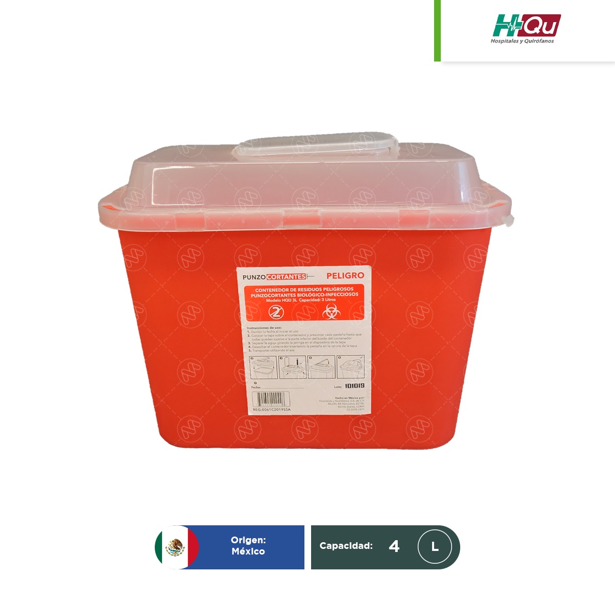 contenedor para punzocortantes hqu 4 l rojo 001