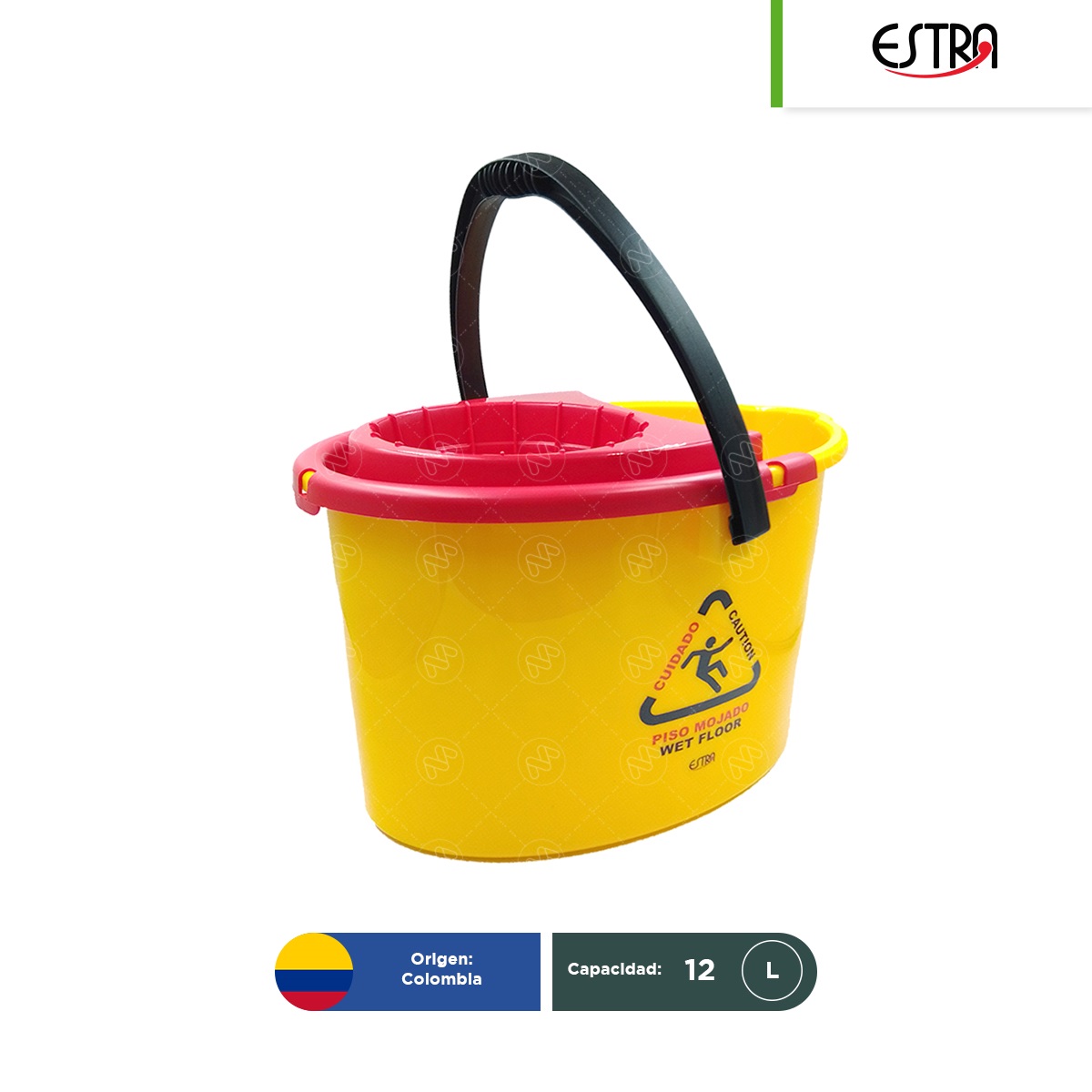 cubeta con escurridor estra 12 l amarilla 001