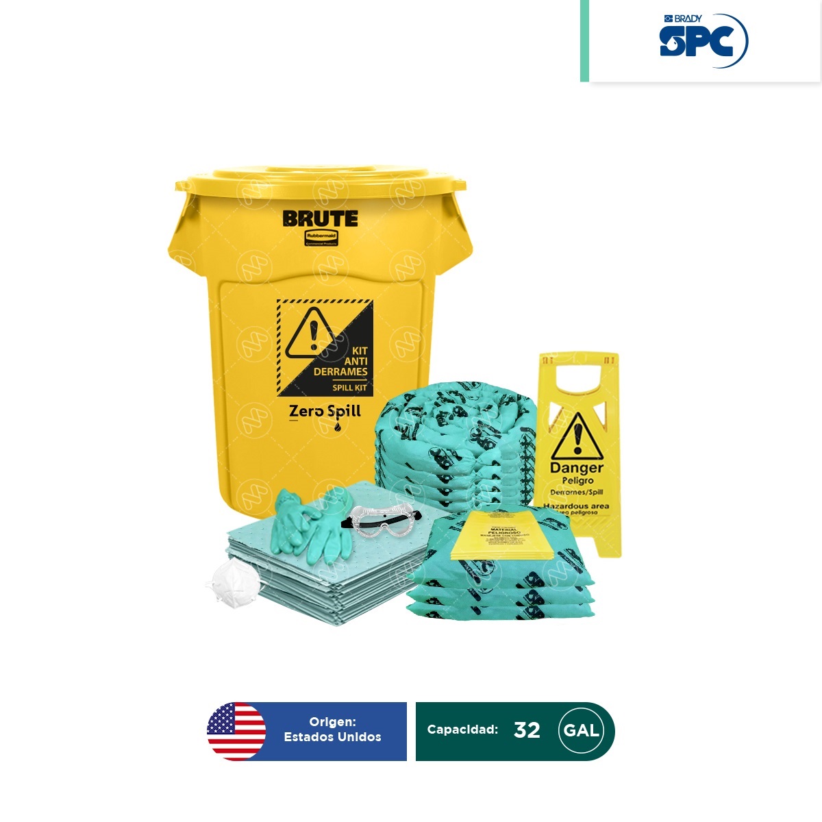 kit antiderrames hazmat 32 gal spc brute tapa amarilla 001